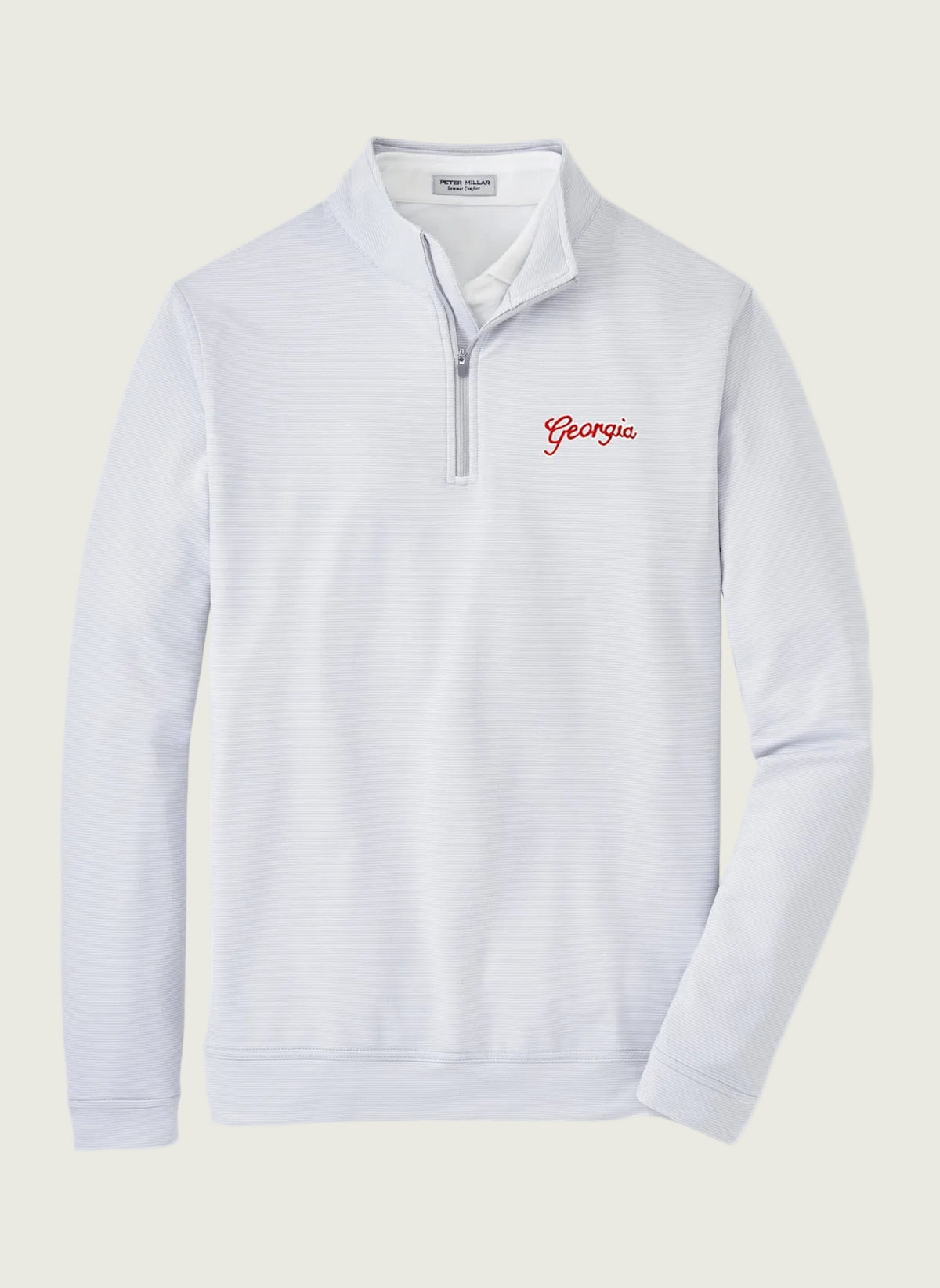 Peter Millar - Georgia Script™ Perth Sugar Stripe Quarter Zip - British Grey