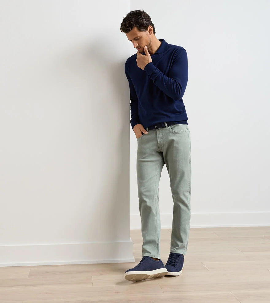 Peter Millar - Wayfare Five-Fairfield Garment Dyed Denim - Sage Fog