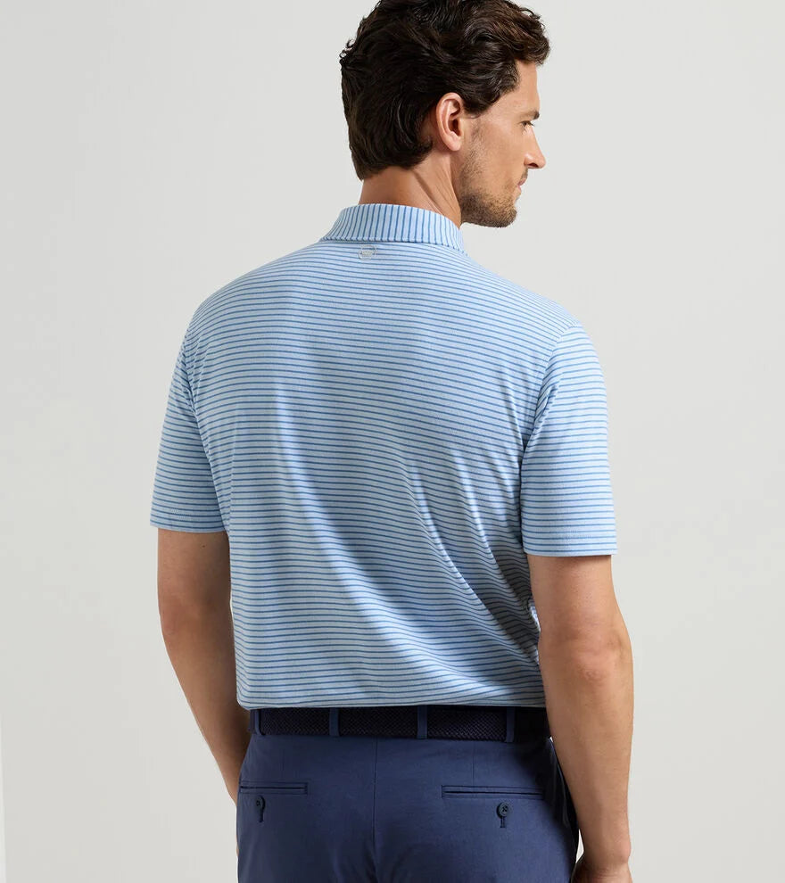 Peter Millar - Albatross Stripe Cotton - Blend Pique Polo - Blue Brisk