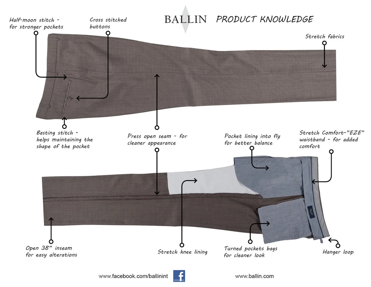 Ballin - Gabardine Dress Trouser Dunhill Fit - Mid Grey (025)