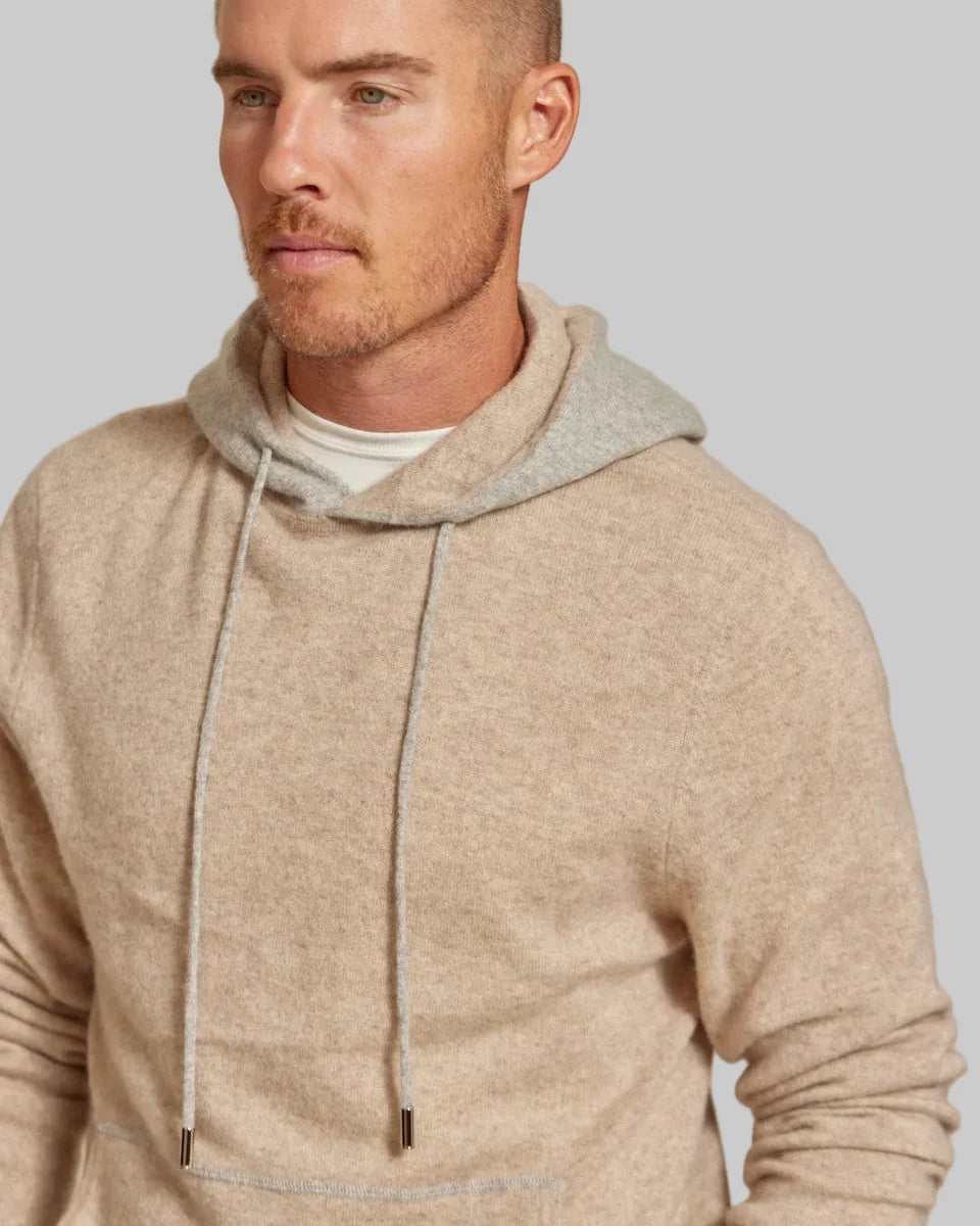 Rye 51 - The Kinsley - Two Tone Cashmere Hoodie - Taupe/Brown