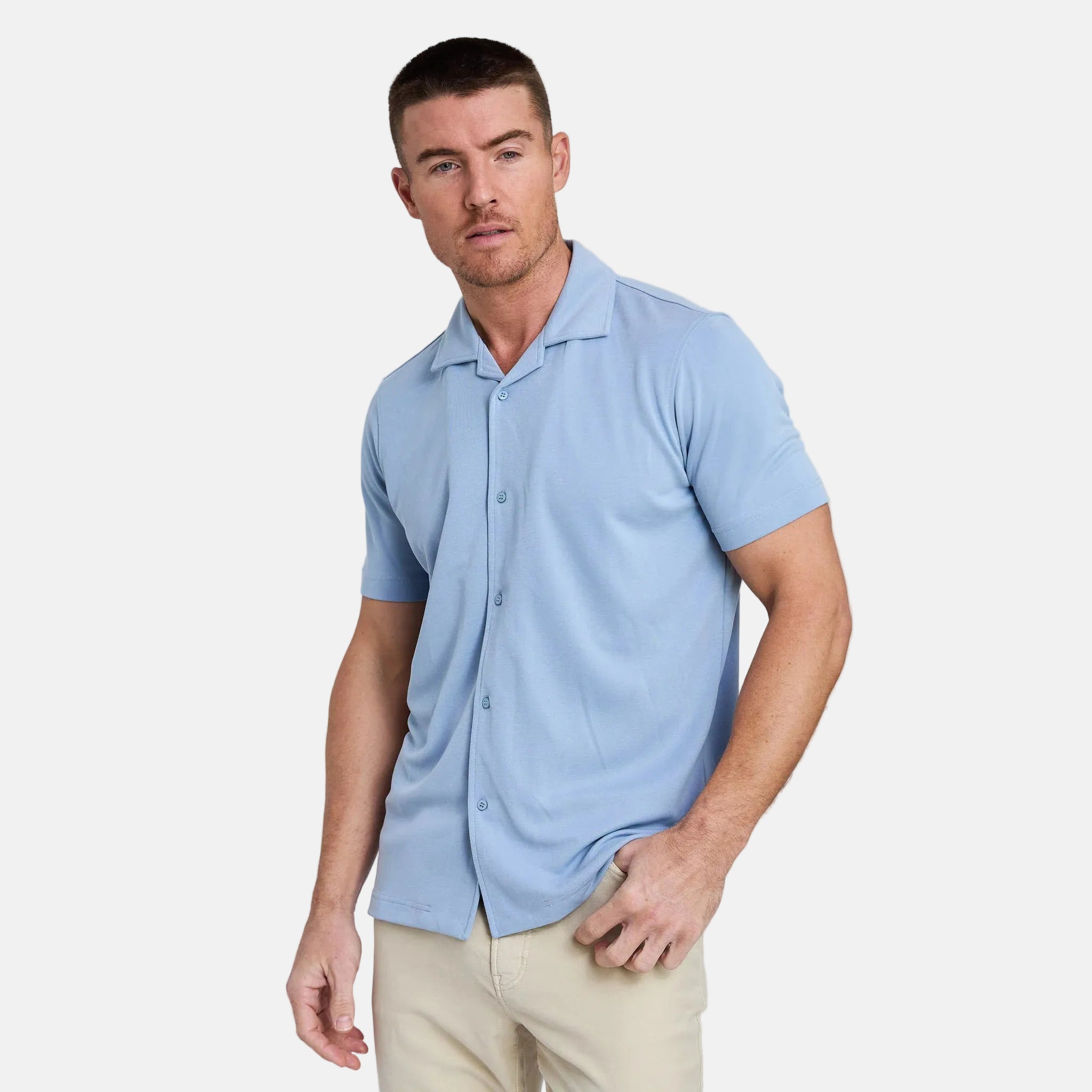 Rye 51 - The Brody - Double Knit SS Cabana Shirt - Sky Blue