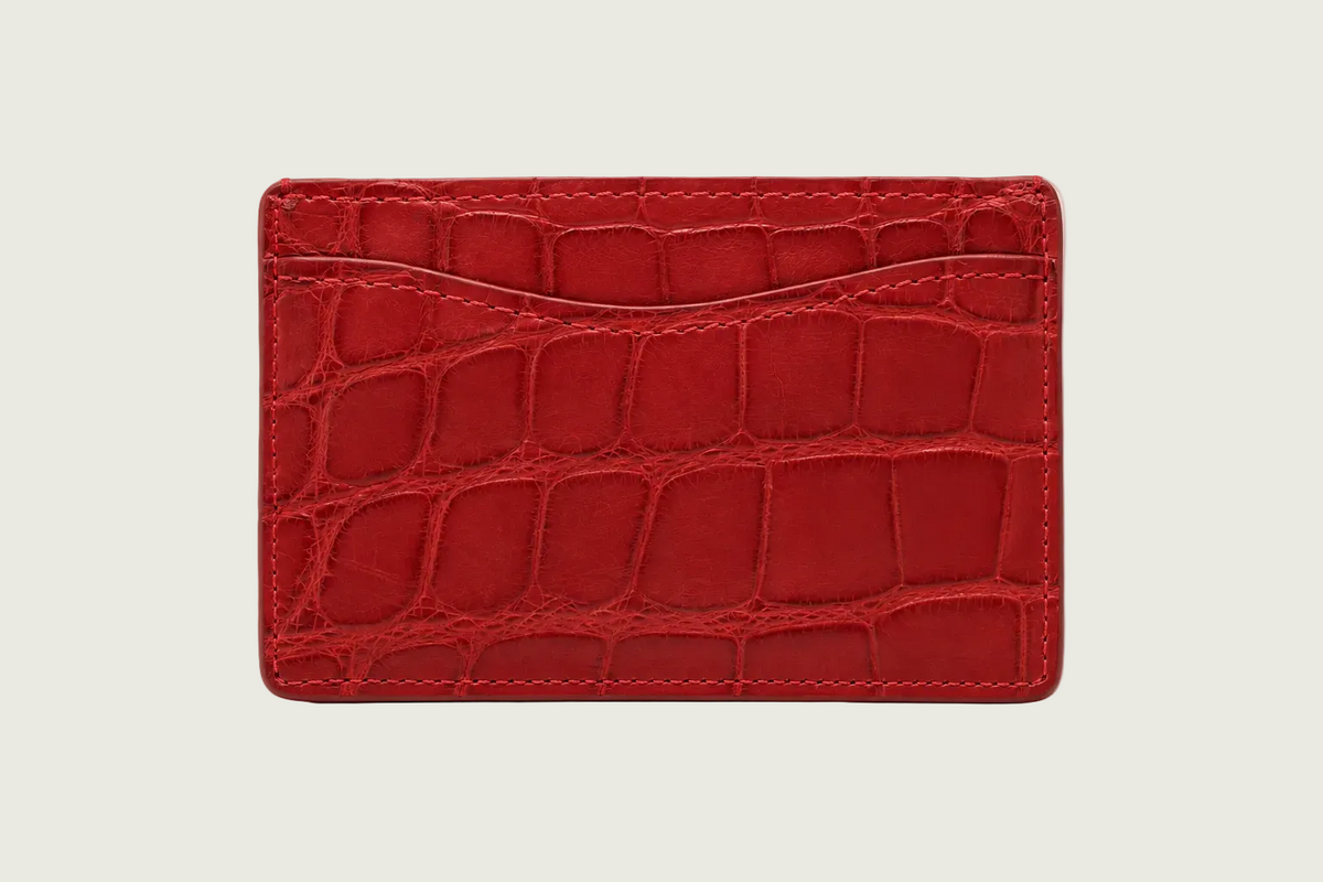W. Kleinberg - Matte Alligator Flat Card Case - Red