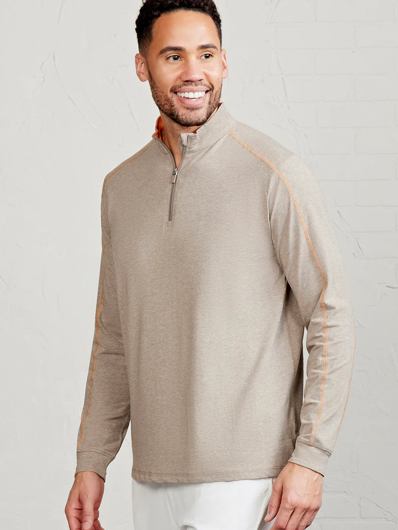 Tasc - Carrollton Lightweight Quarter Zip - Gray Oak Heather/Terra Heather