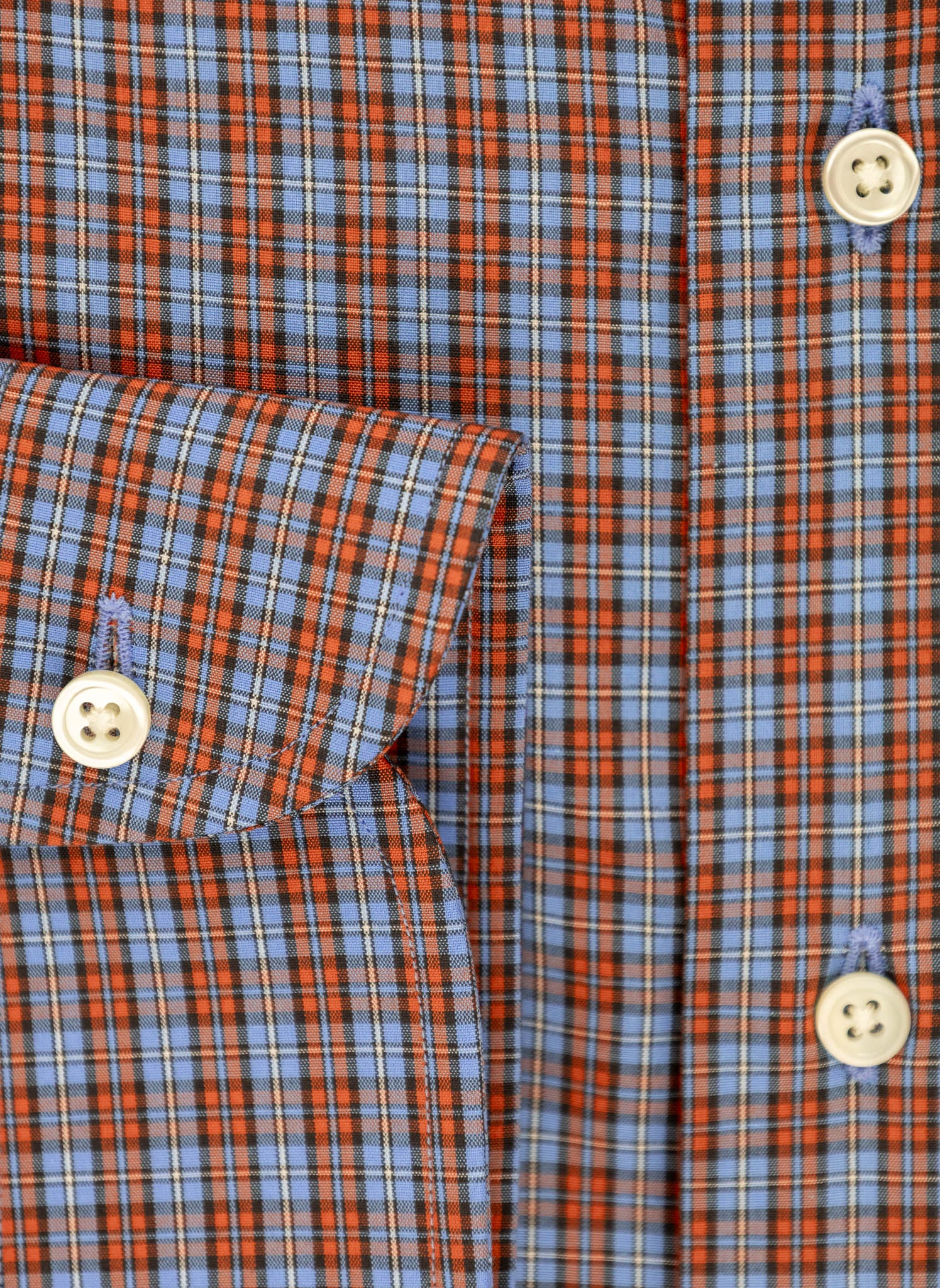 The Saxon Shop - Blue & Orange Plaid Sport Shirt
