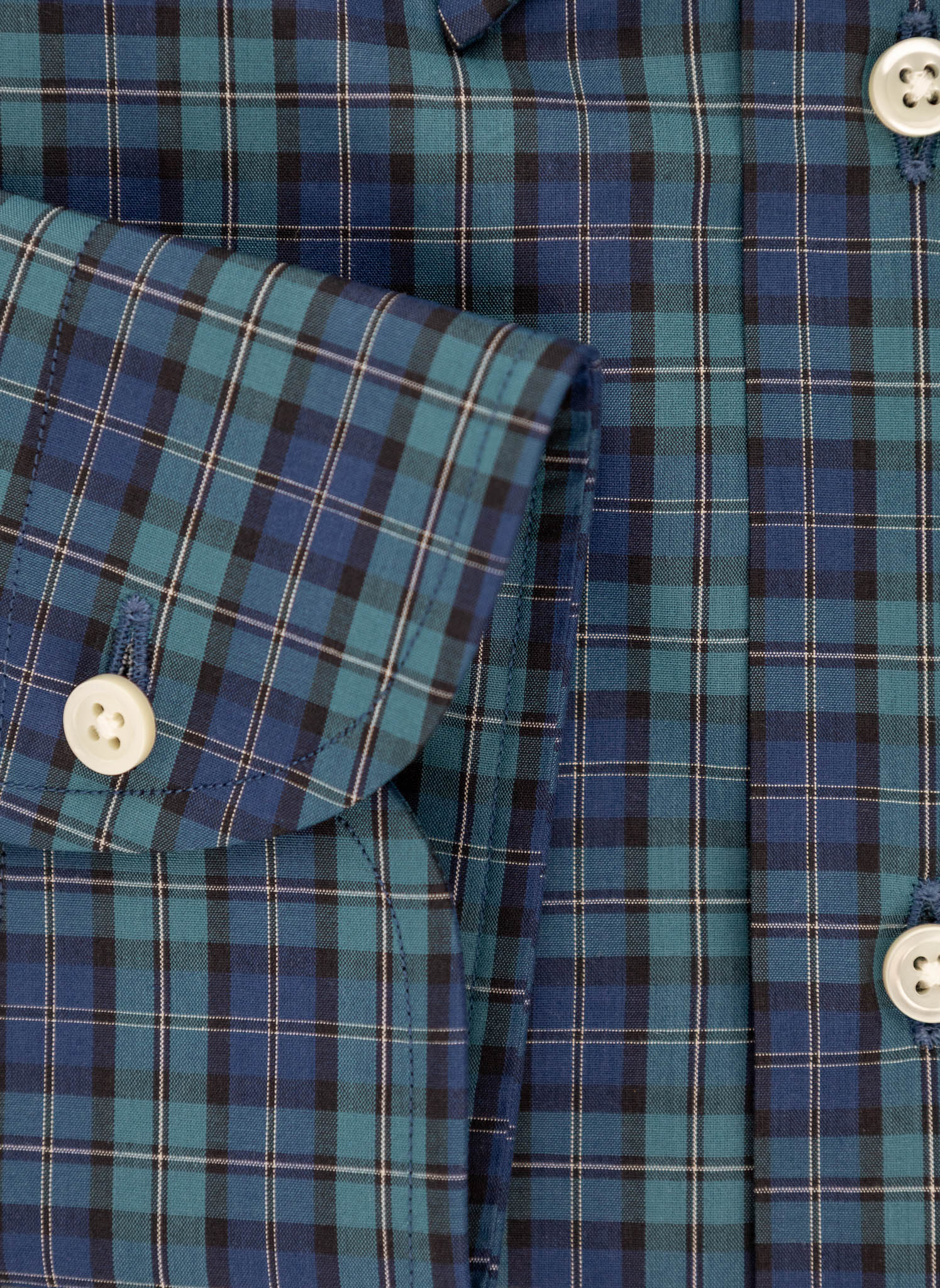 The Saxon Shop - Dark Teal Green & Navy Plaid Shirt