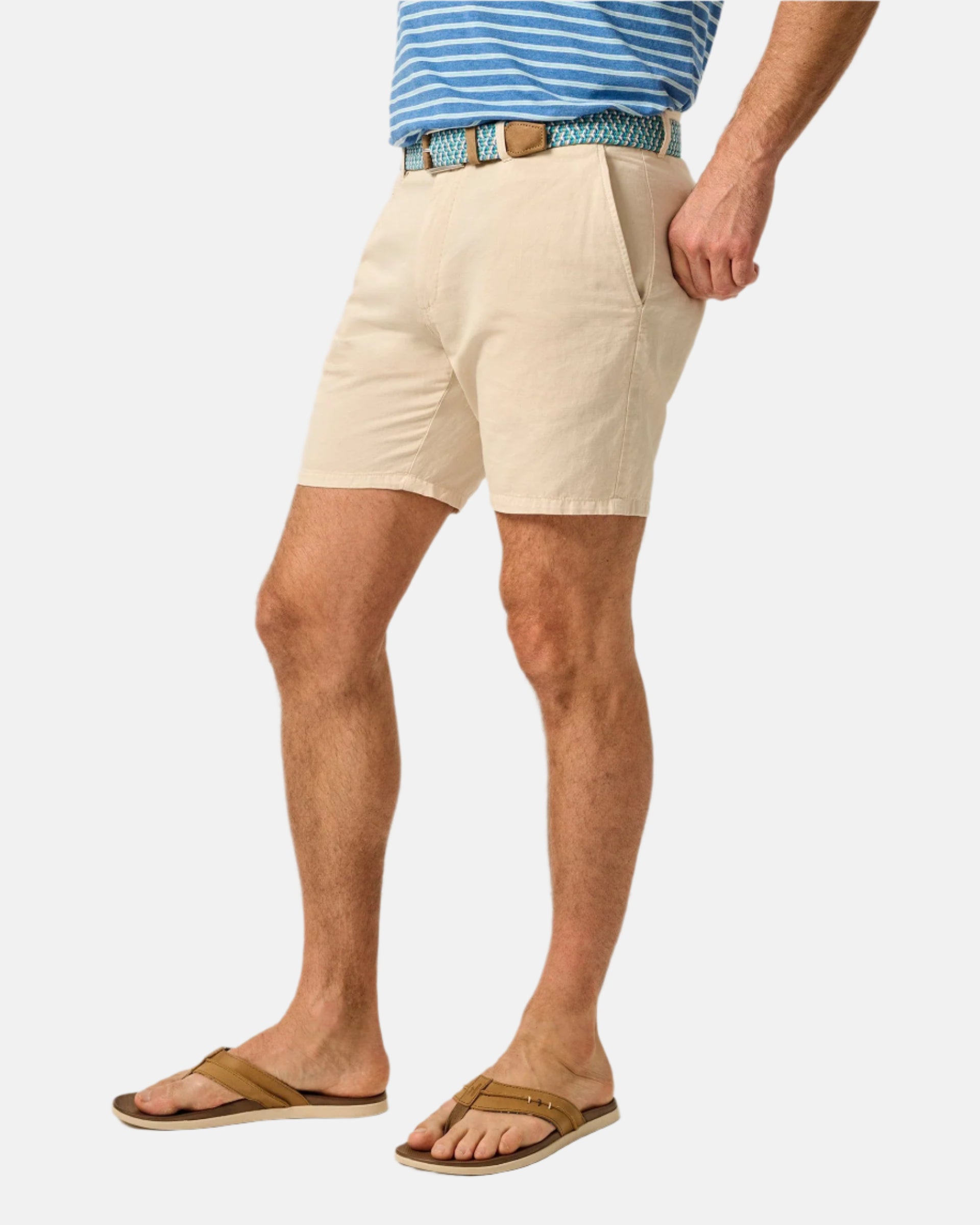 Johnnie-O - Melrose Cotton Linen Shorts - Stone