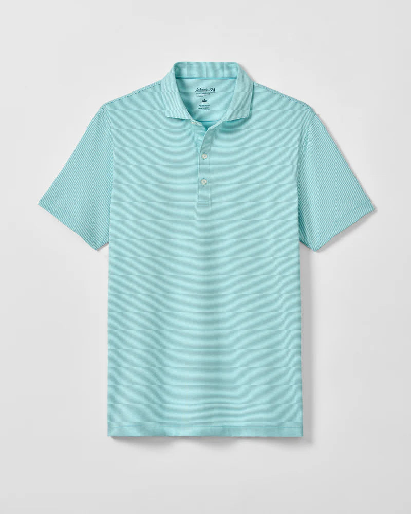 Johnnie-O- Performance Jersey Polo - Lyndonn Stripe - Tropical Celeste