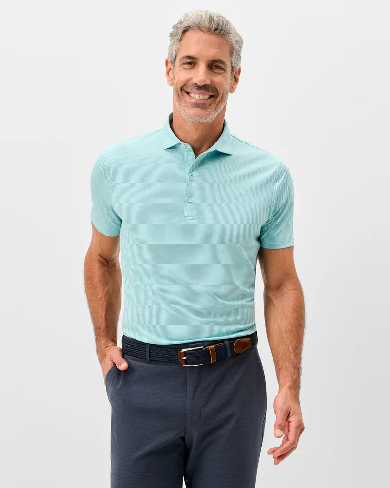 Johnnie-O- Performance Jersey Polo - Lyndonn Stripe - Tropical Celeste