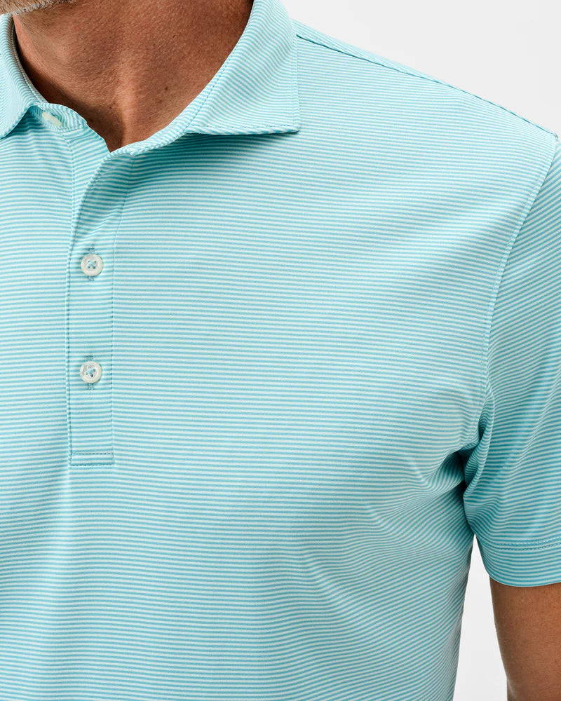 Johnnie-O- Performance Jersey Polo - Lyndonn Stripe - Tropical Celeste
