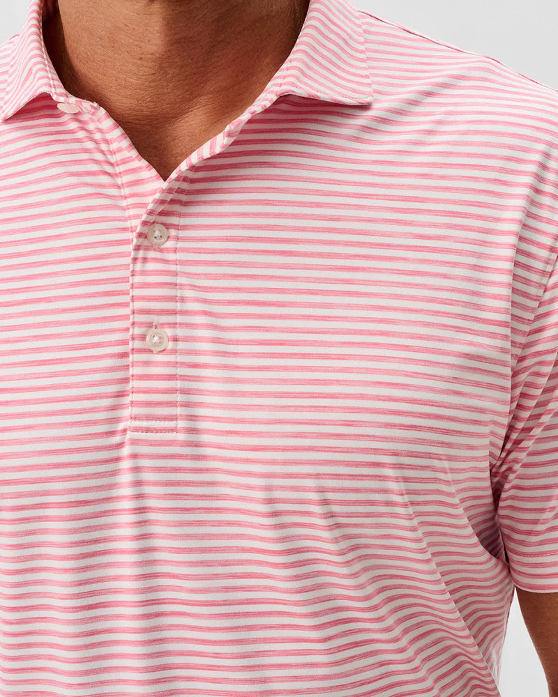 Johnnie-O- Performance Featherweight Polo- Seymour Stripe - Pink Lemonade