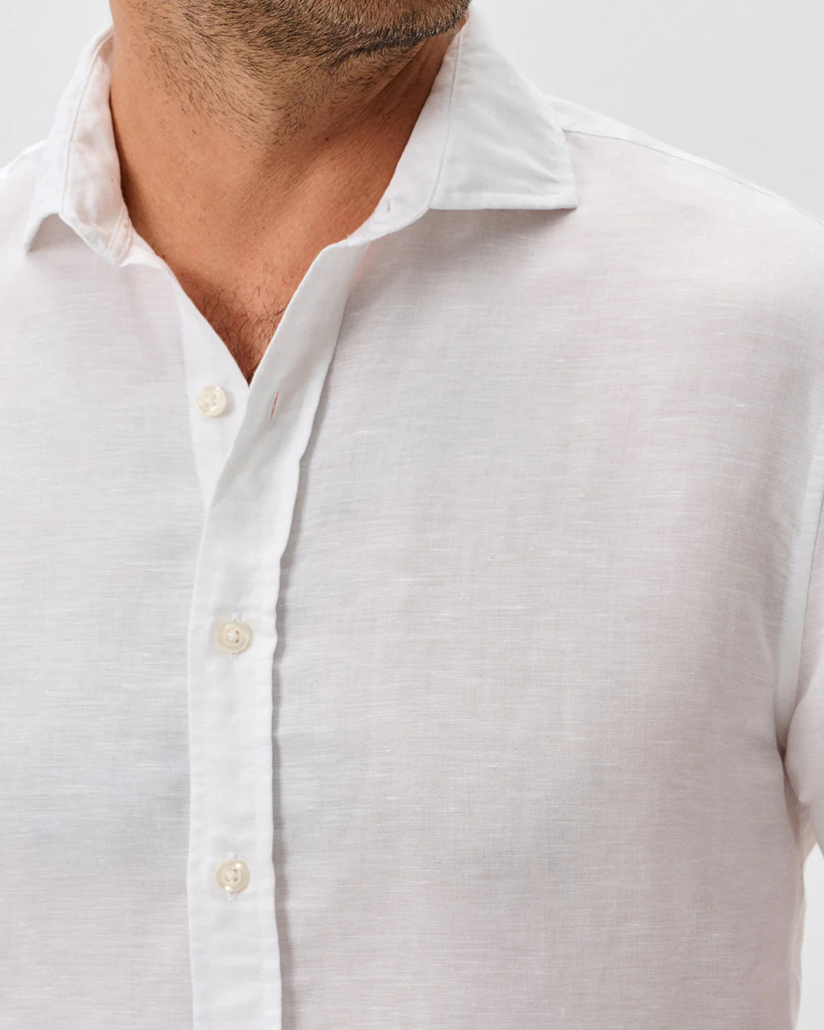 Johnnie O - Solid Linen Blend Button Up Shirt - White