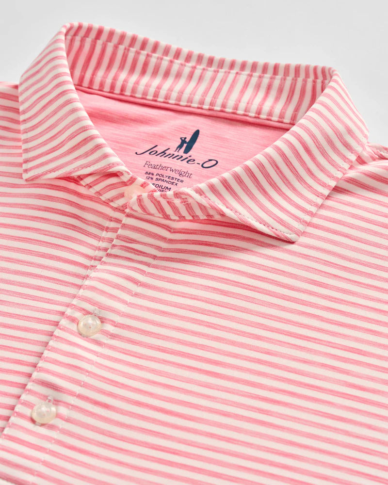 Johnnie-O- Performance Featherweight Polo- Seymour Stripe - Pink Lemonade