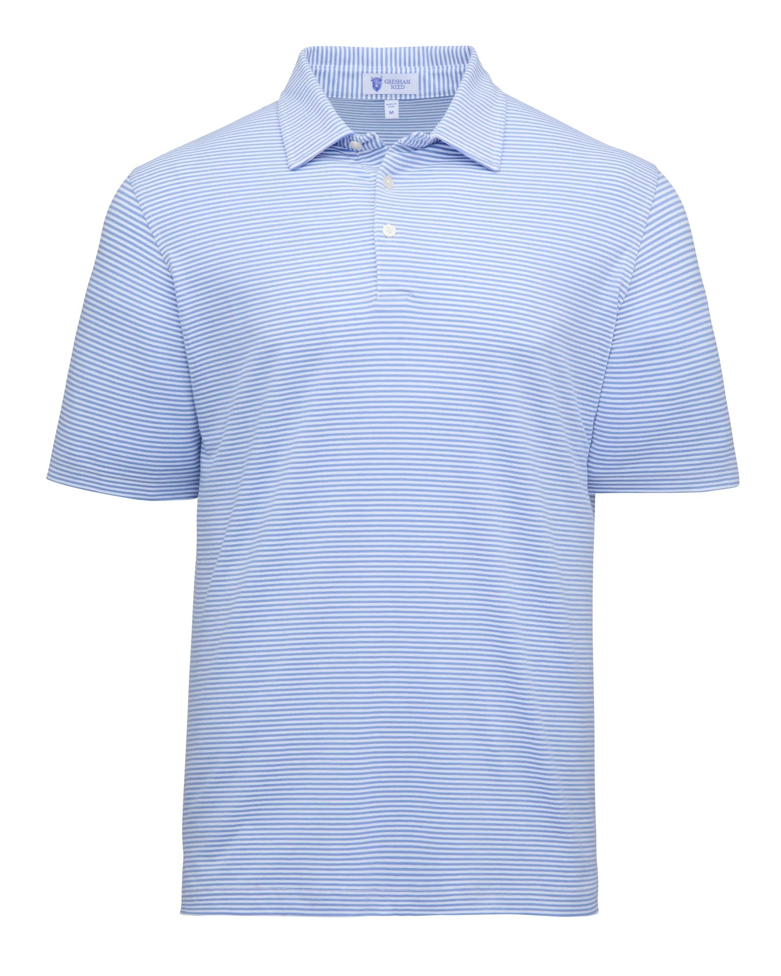 Gresham Reed - Sky Blue & White Stripe Polo