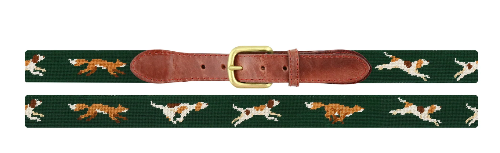 Smathers & Branson - Needlepoint Belt Fox Chase - Deep Hunter