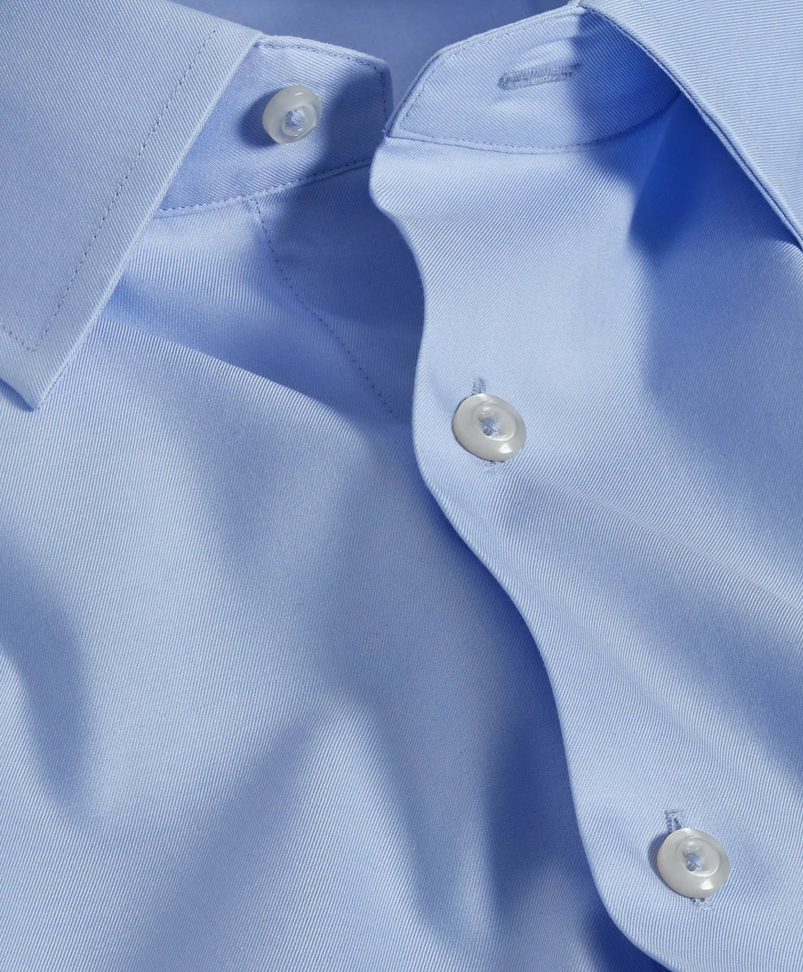 David Donahue - Super Fine Twill Trim Dress Shirt - Sky
