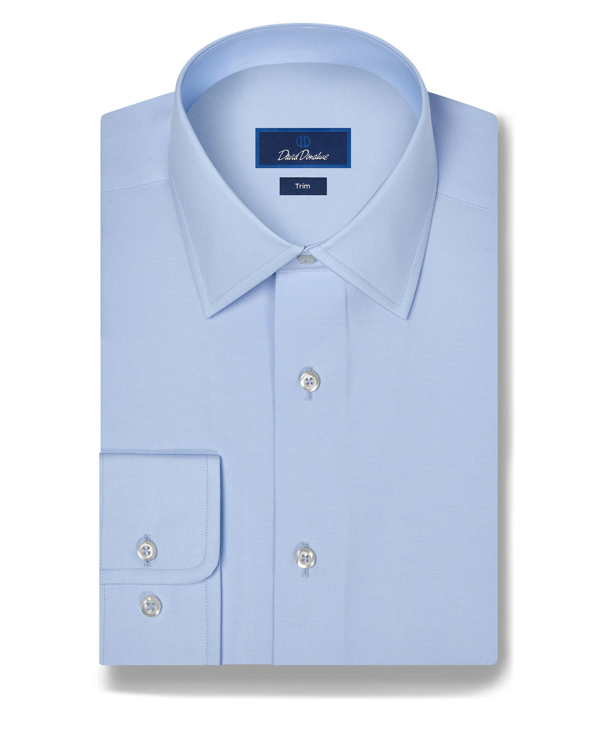 David Donahue - Super Fine Twill Trim Dress Shirt - Sky