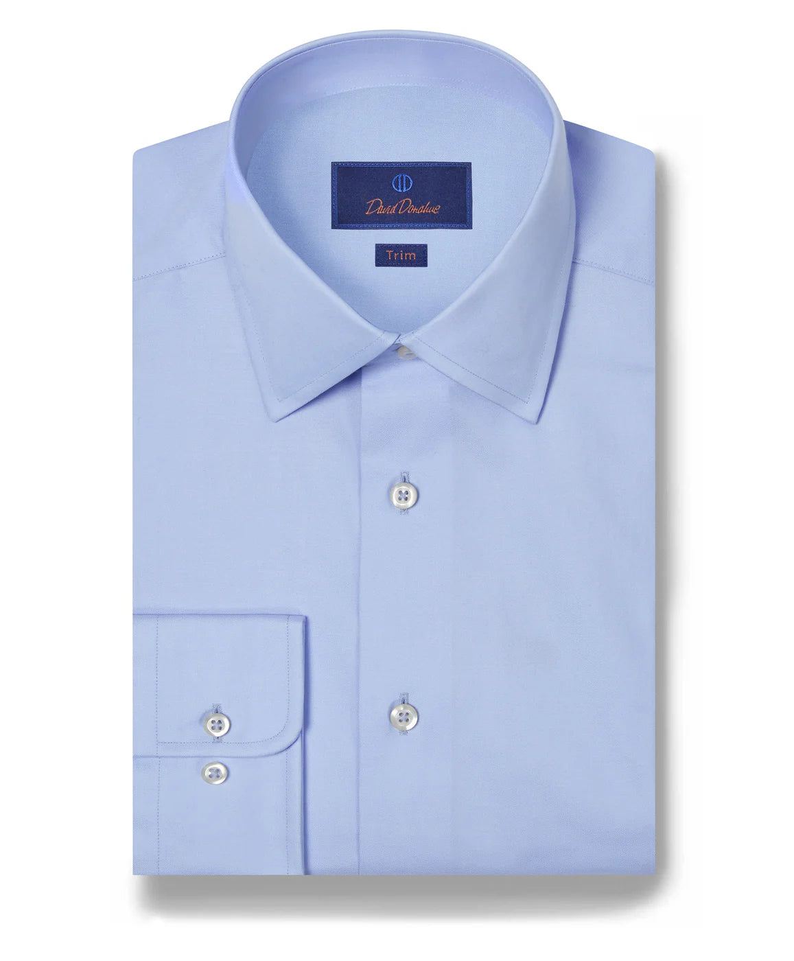 David Donahue - Super Fine Twill Trim Dress Shirt - Sky