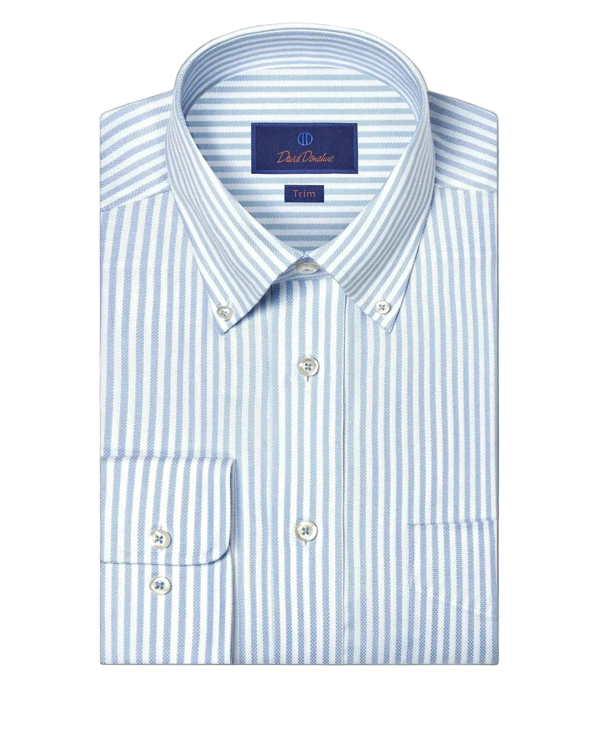 David Donahue - White & Sky Royal Oxford Stripe Dress Shirt