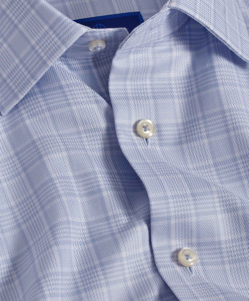 David Donahue - Sky & White Glen Check Dress Shirt