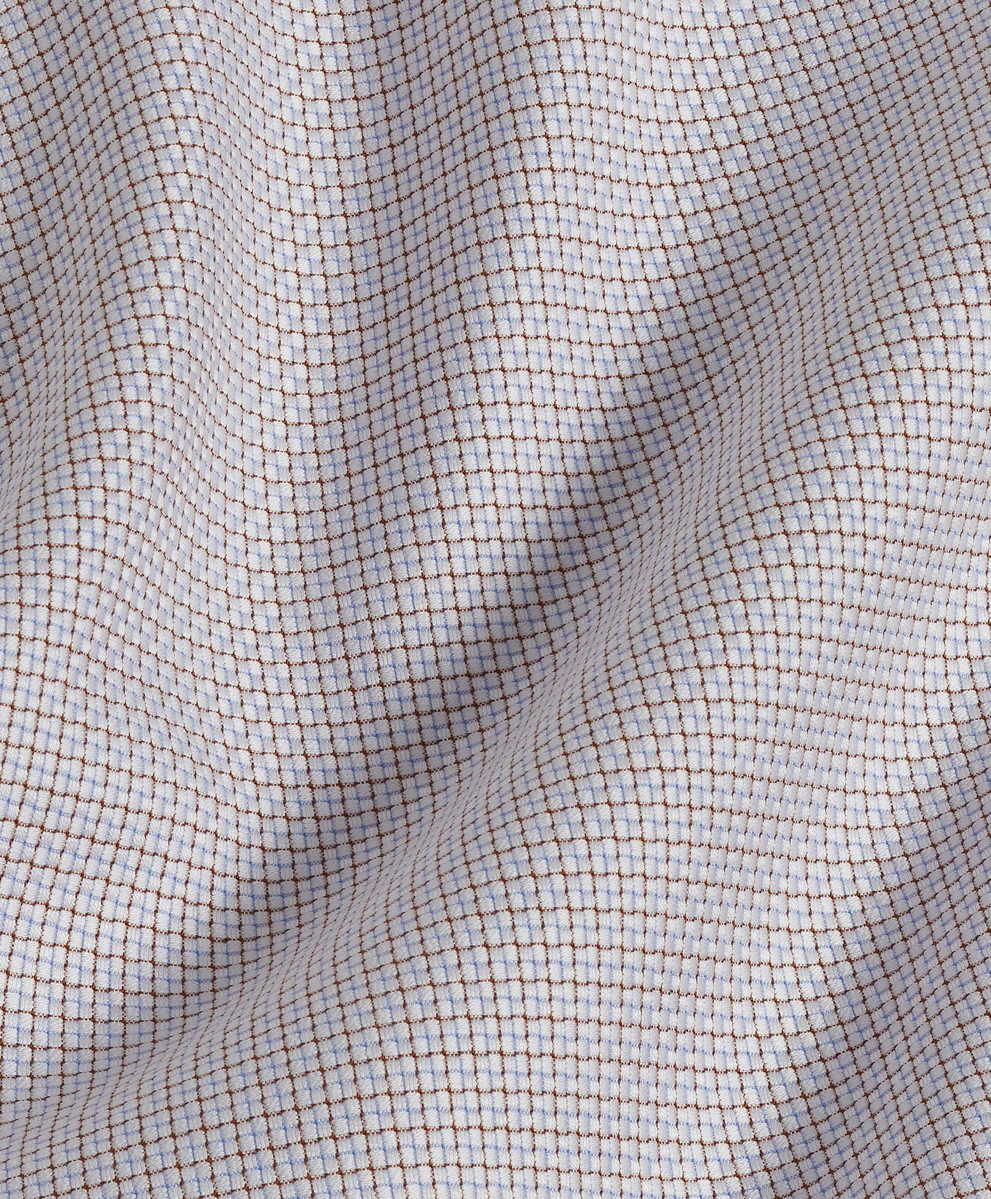 David Donahue - Sky/Chocolate Woven Tattersall Dress Shirt