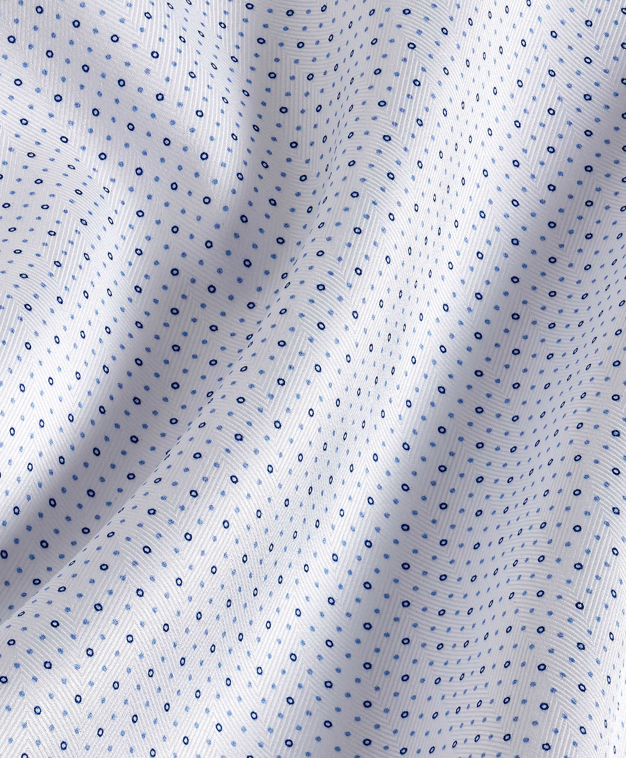 David Donahue - White & Blue Mini Dot Dress Shirt