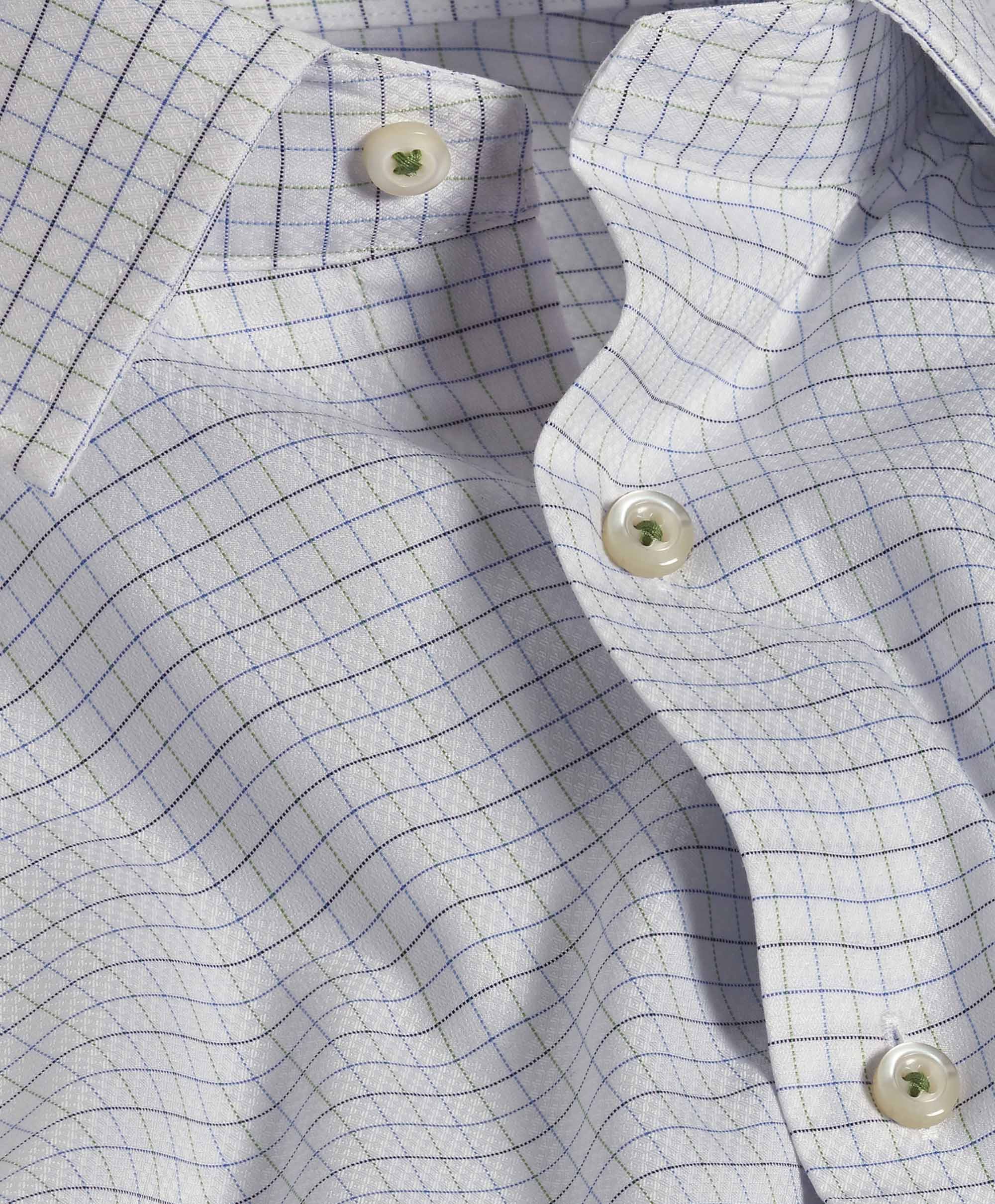 David Donahue - White & Grass Tattersall Check Dress Shirt