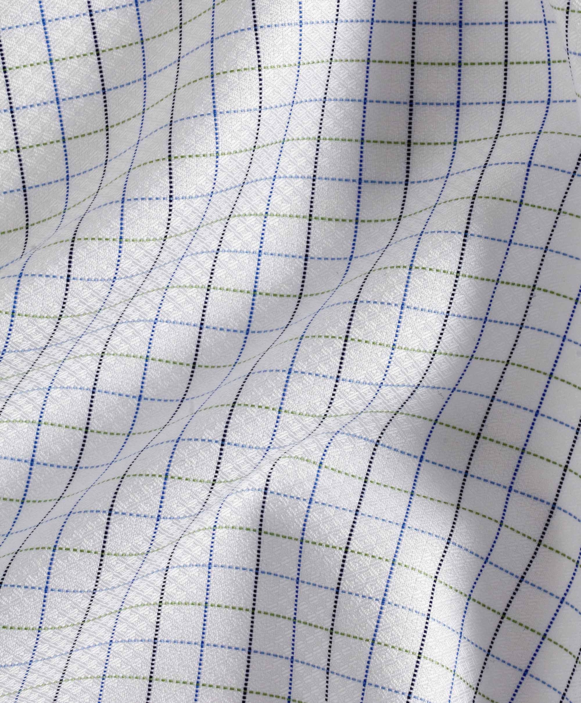 David Donahue - White & Grass Tattersall Check Dress Shirt