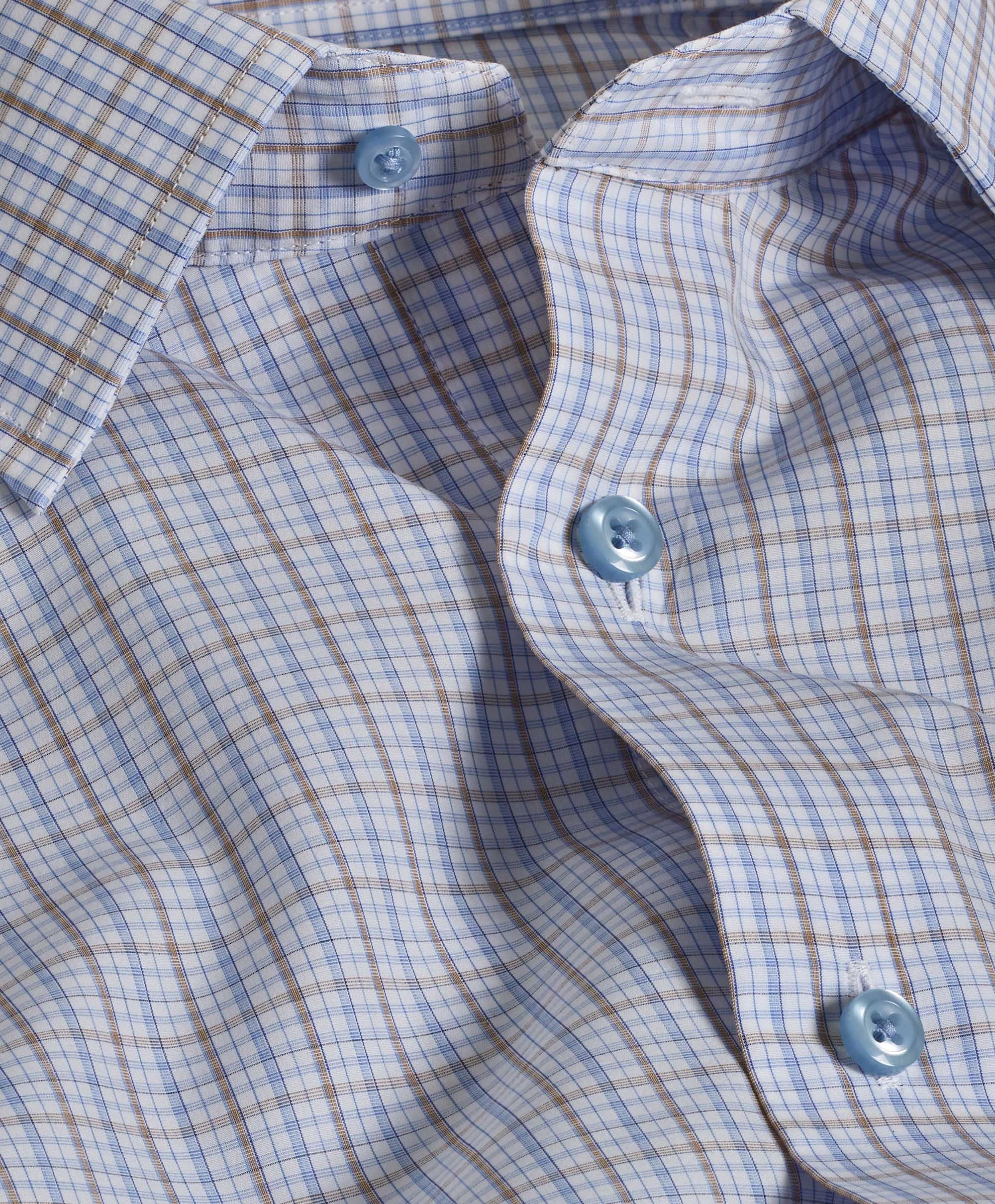 David Donahue - Blue & Dune Poplin Check Dress Shirt