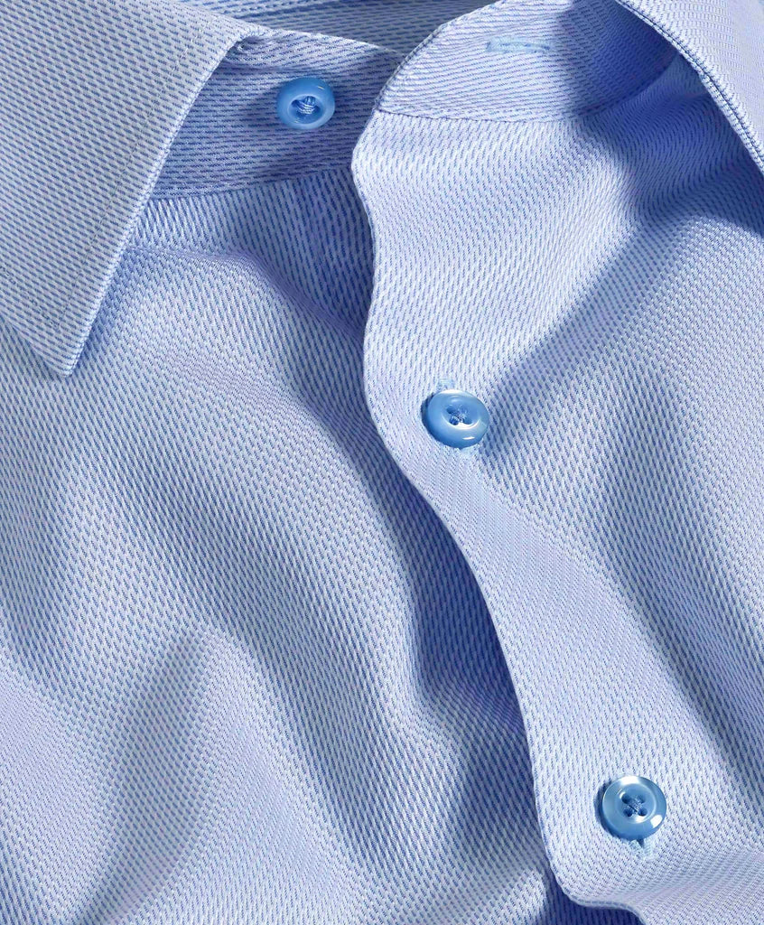 David Donahue - White & Sky Micro Tic Dress Shirt