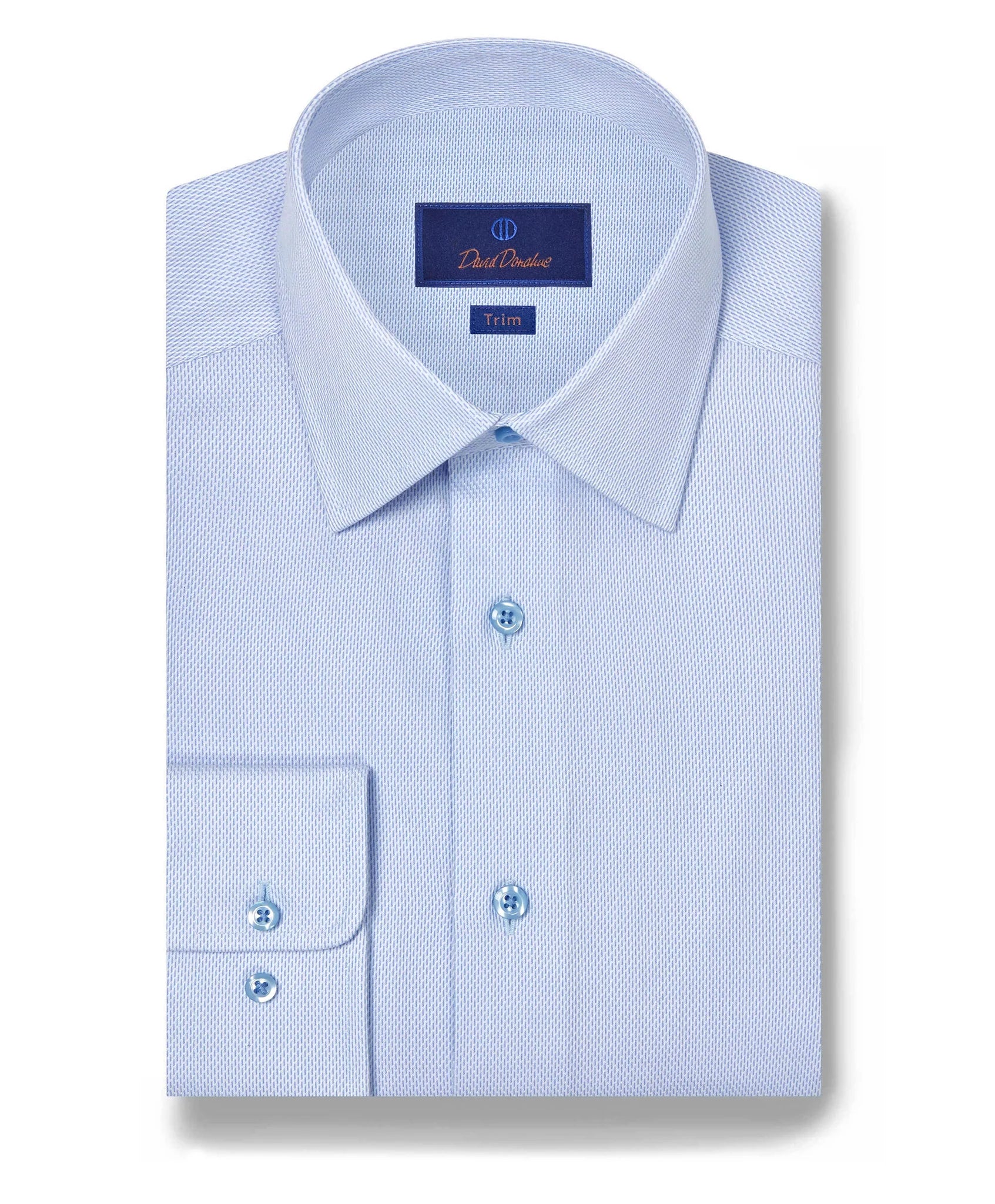 David Donahue - White & Sky Micro Tic Dress Shirt