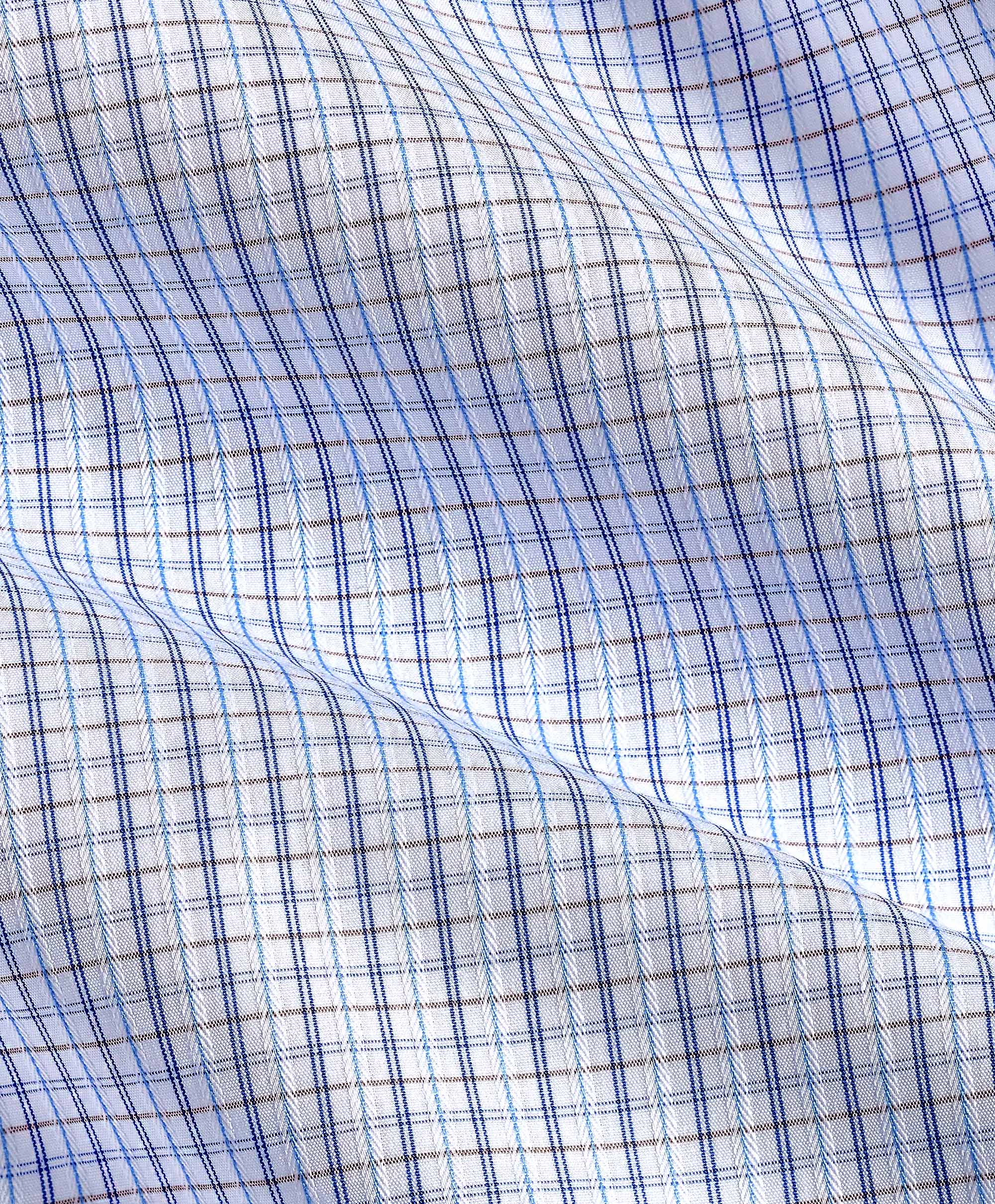 David Donahue - White & Chocolate Dobby Check Dress Shirt