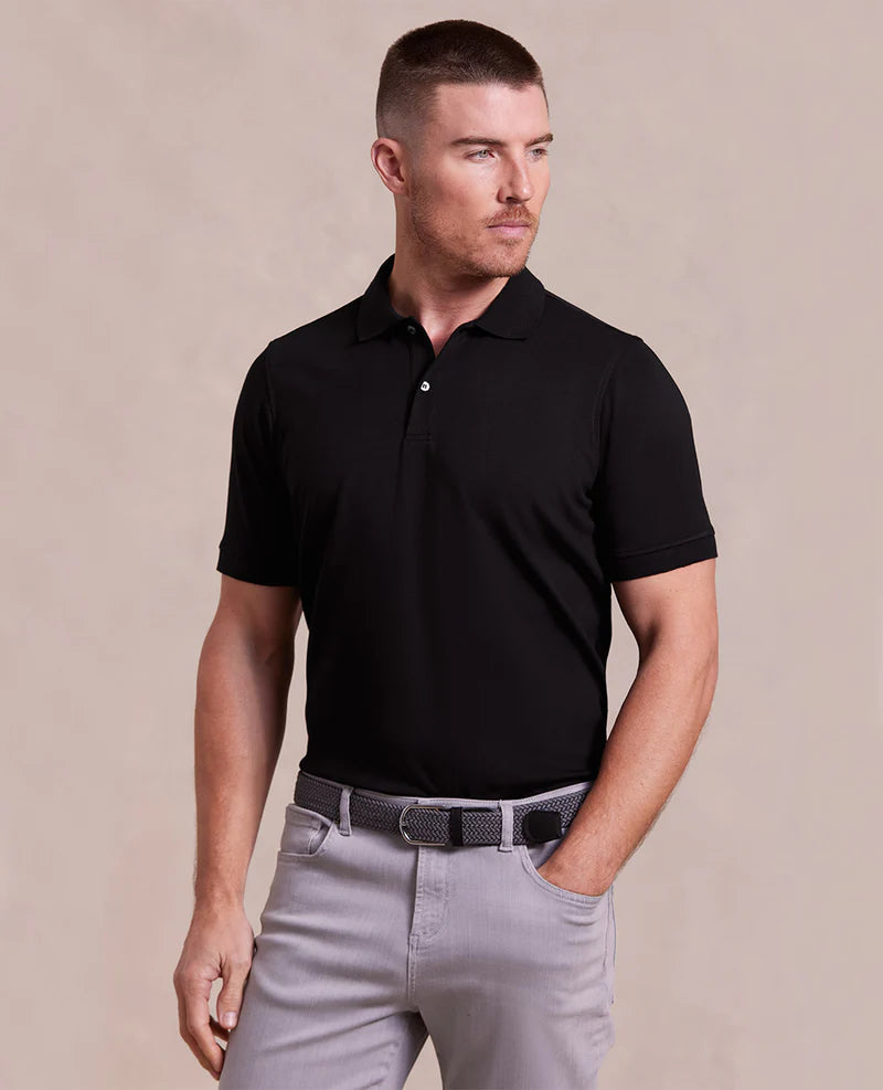 Rye 51 - The Holden Washed Double Knit SS Polo - Black