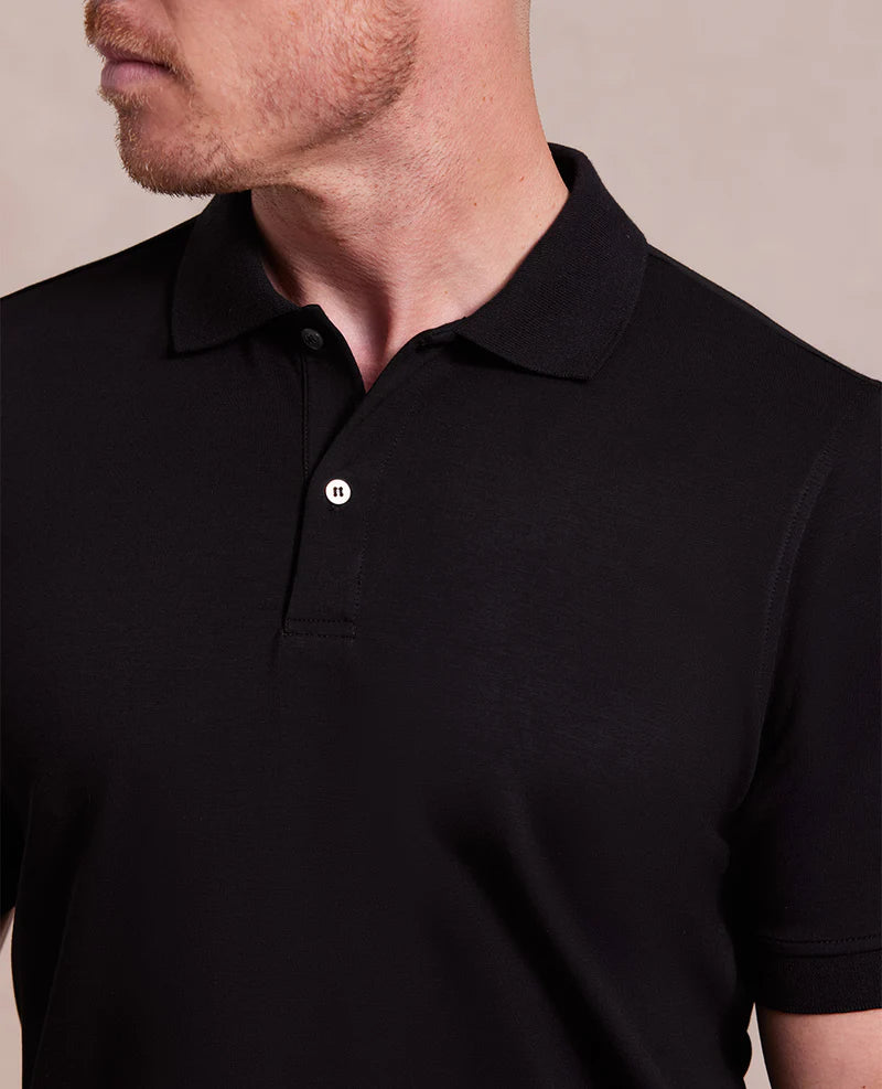 Rye 51 - The Holden Washed Double Knit SS Polo - Black