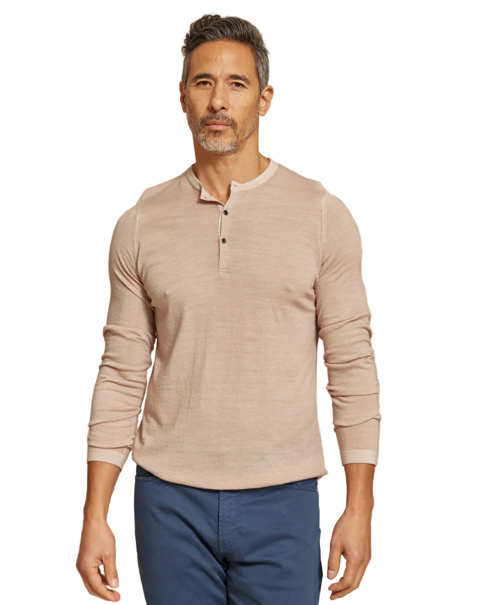 Rye 51 - The Maxwell - LS Lightweight MERINOmax Henley Sweater - Light Taupe