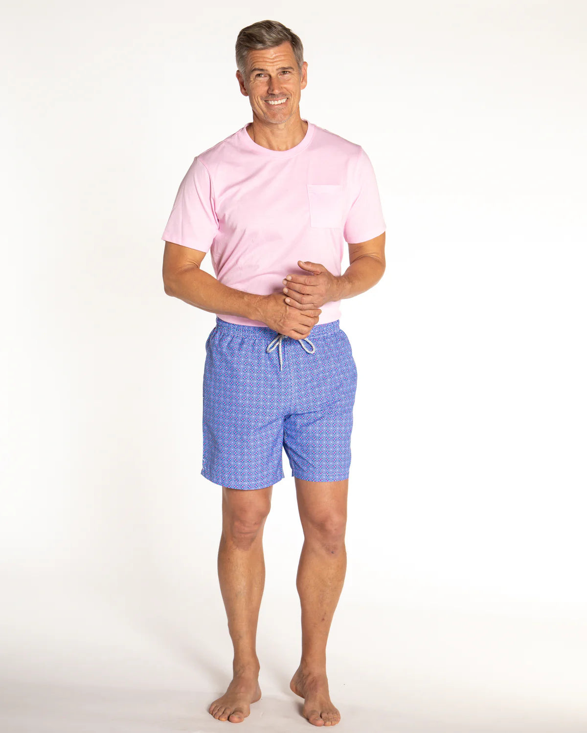 Michael's - Cyclist Liner Swim Trunks - Purple Tiles