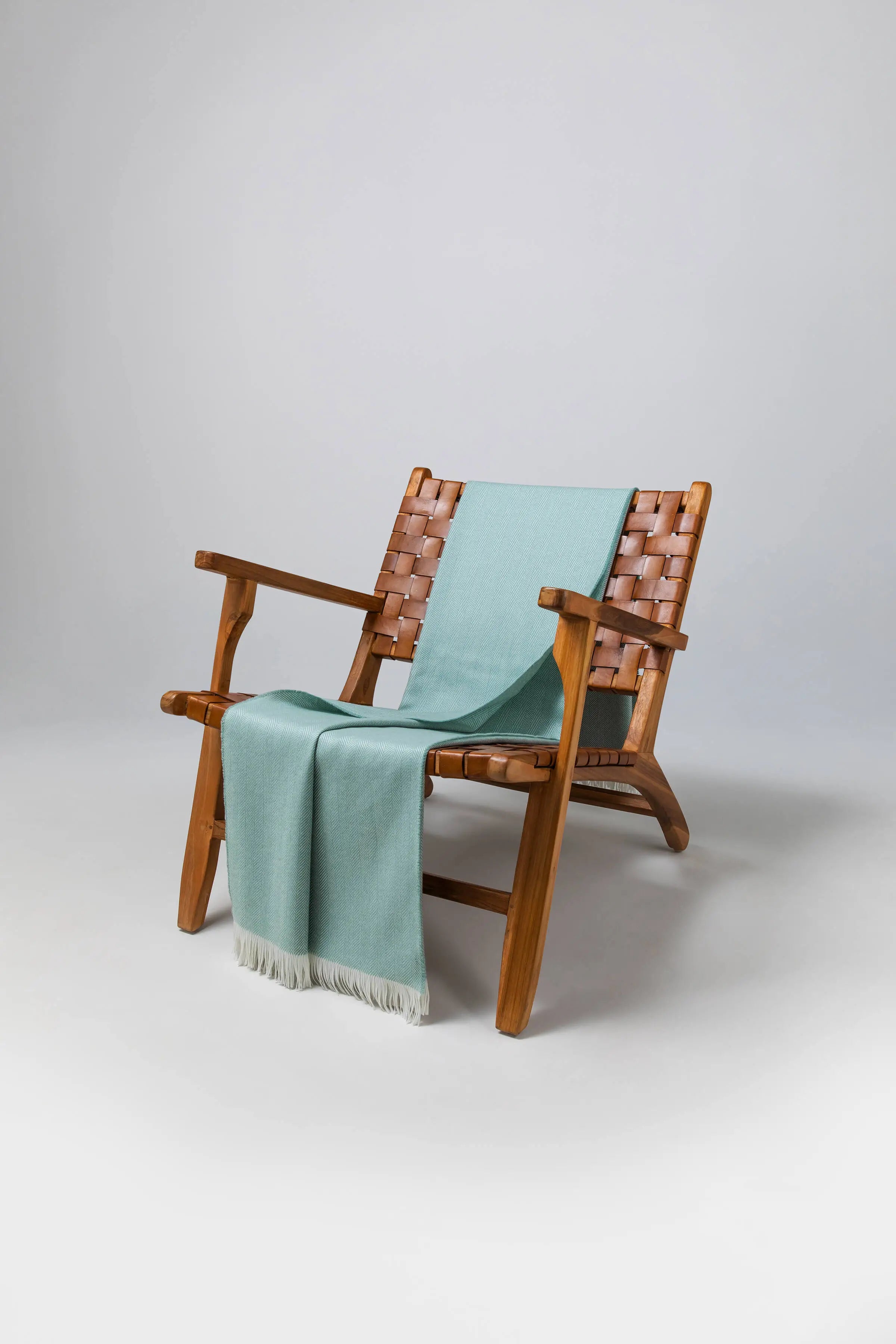 Johnstons of Elgin - Duck Egg Herringbone Merino Throw