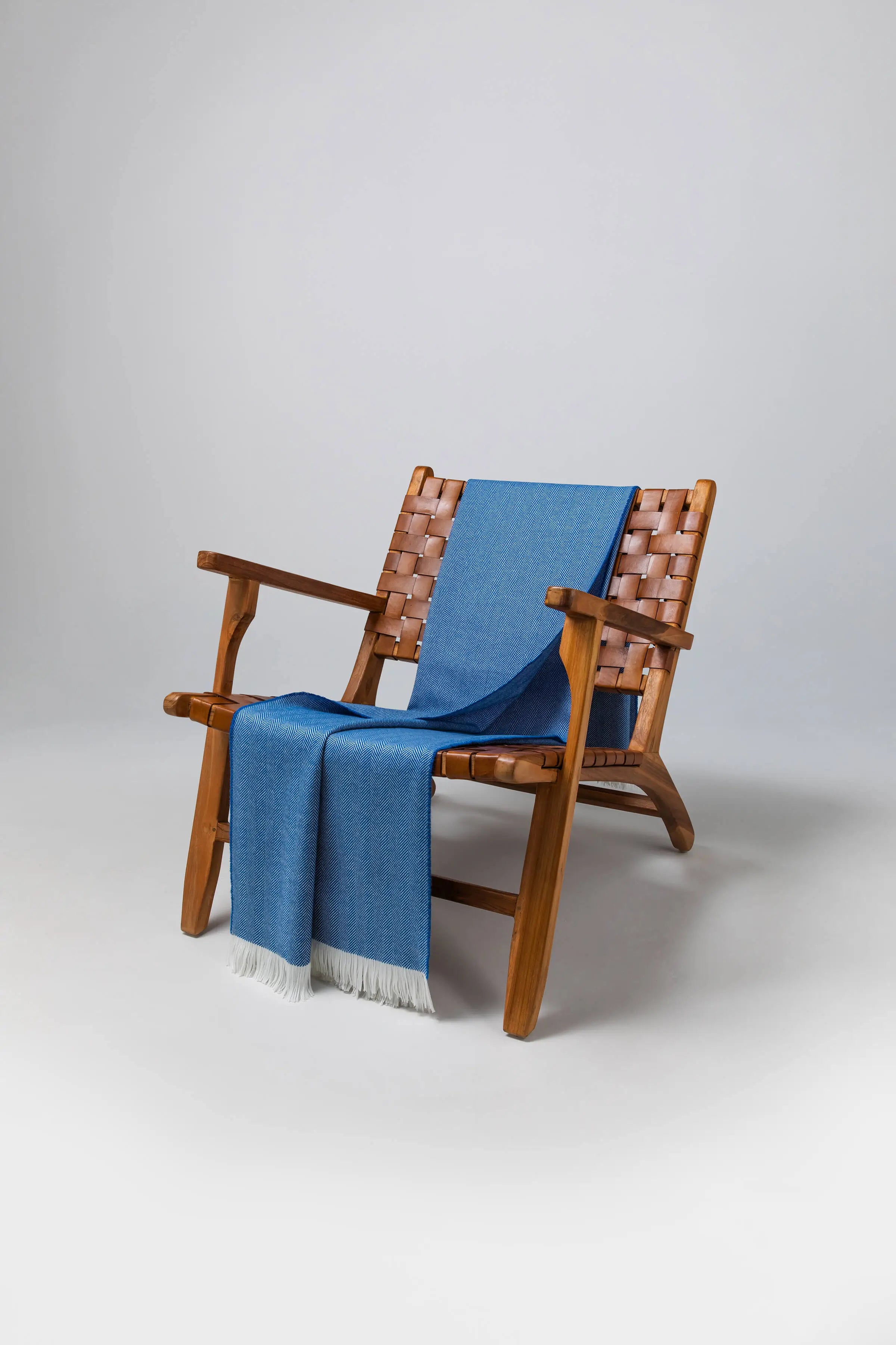 Johnstons of Elgin - Cobalt Herringbone Merino Throw