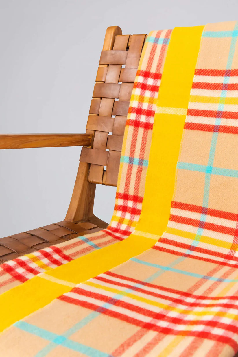 Johnstons of Elgin - Vibrant Reversible Lambswool Throw - Yellow Mix