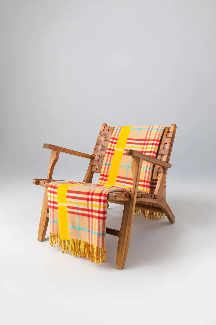 Johnstons of Elgin - Vibrant Reversible Lambswool Throw - Yellow Mix