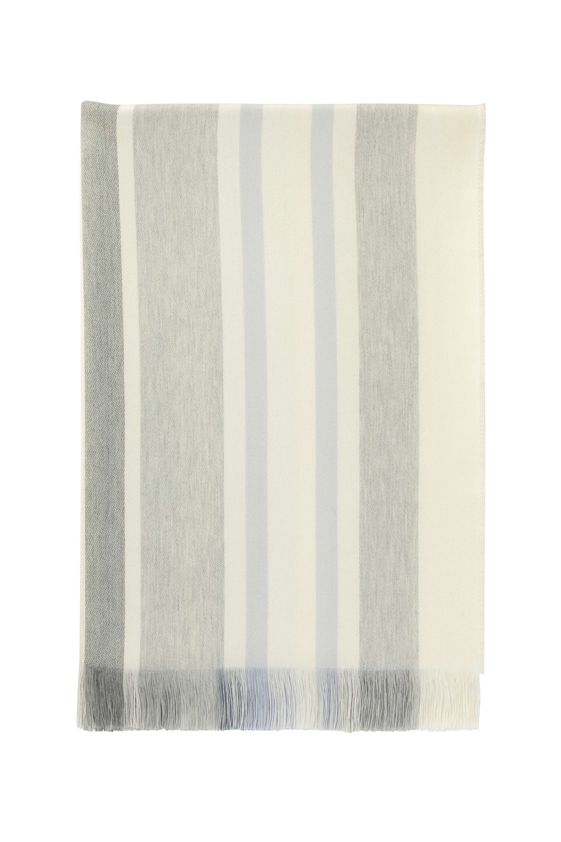 Johnstons of Elgin - Multi Stripe Merino Throw - Grey