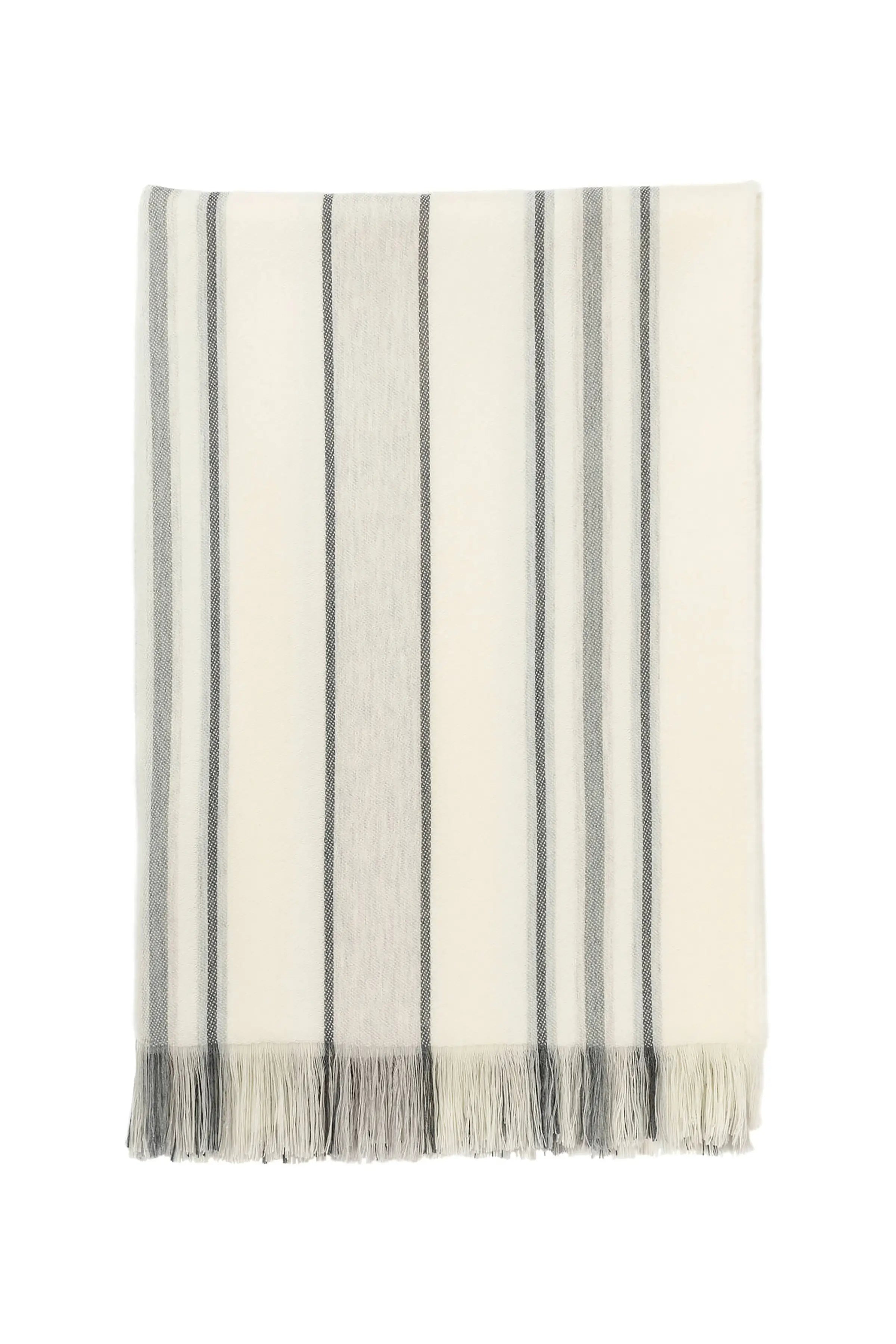 Johnstons of Elgin - Grey Simple Stripe Merino Throw