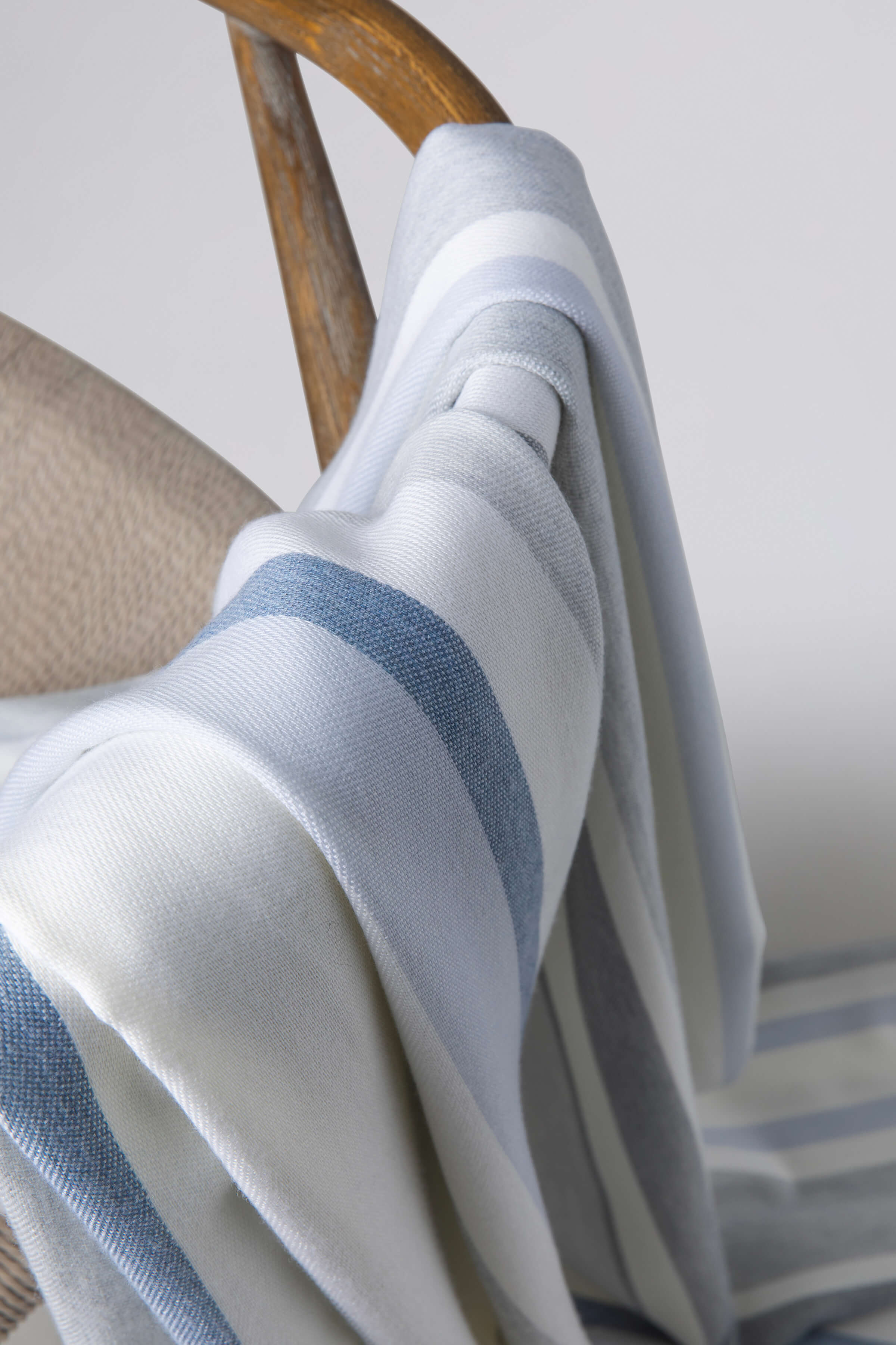 Johnstons of Elgin - Multi Stripe Merino Throw - Grey