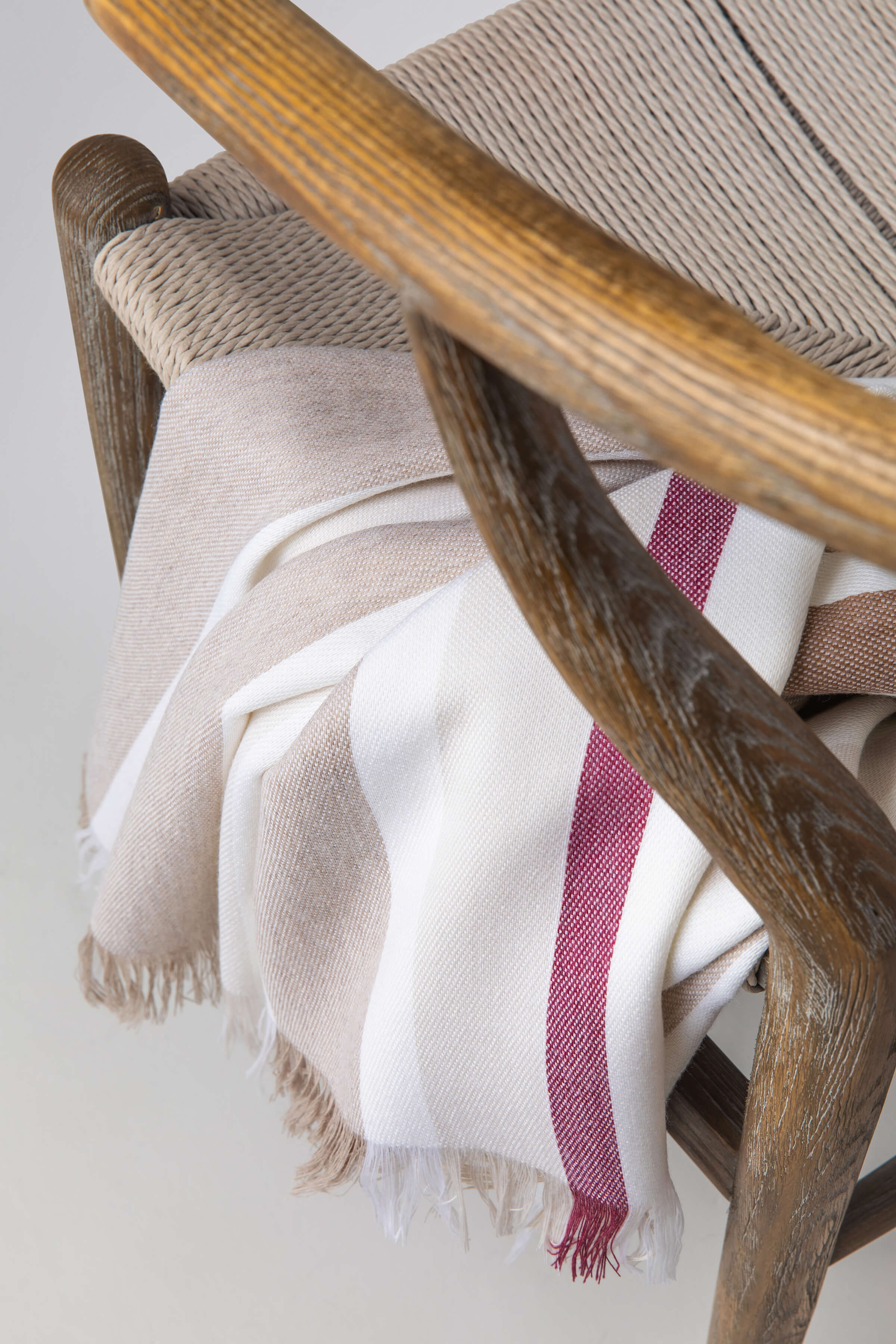 Johnstons of Elgin - Multi Stripe Merino Throw - Natural