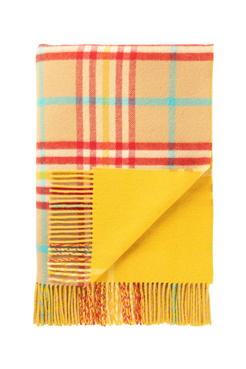 Johnstons of Elgin - Vibrant Reversible Lambswool Throw - Yellow Mix