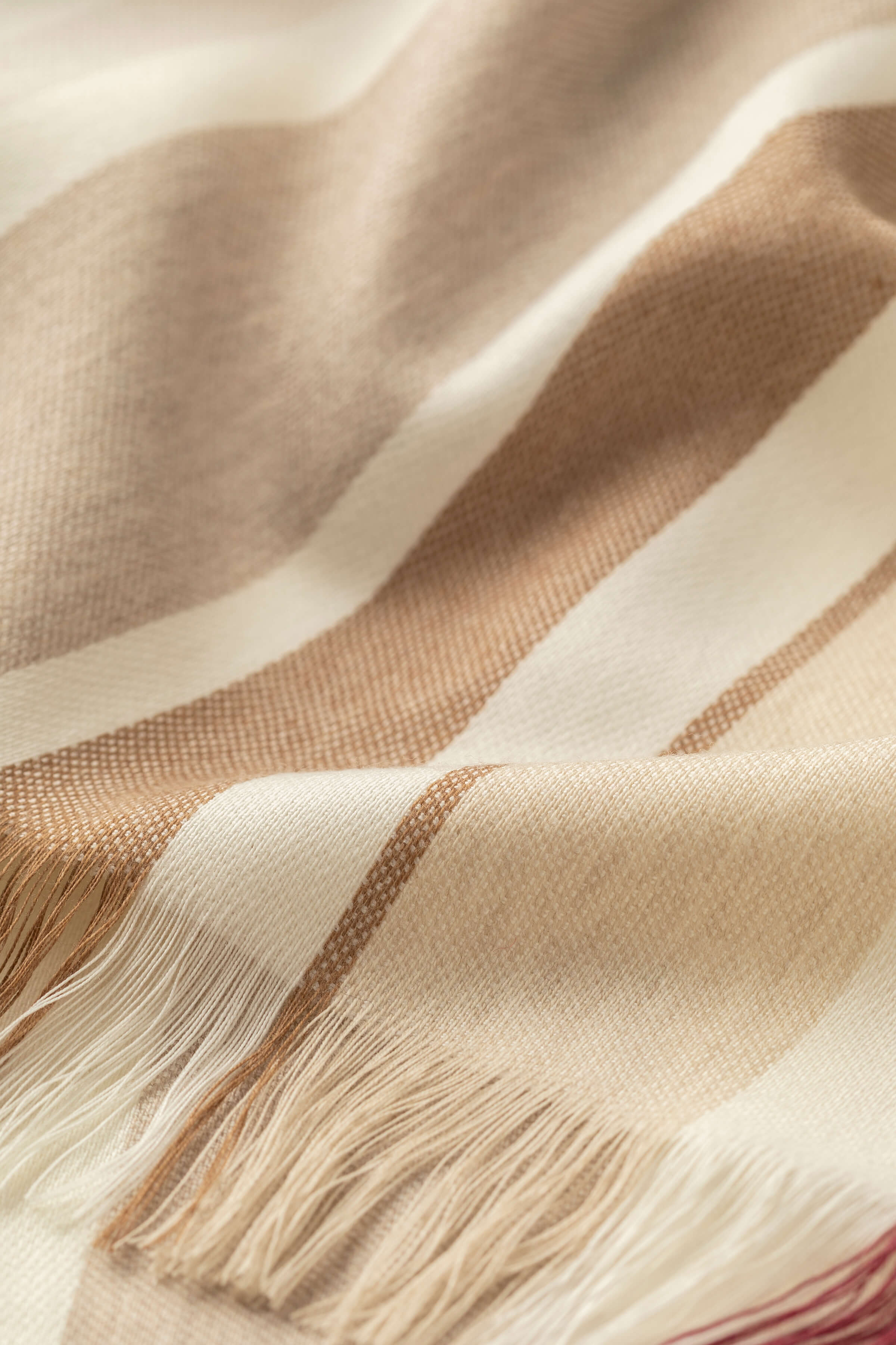 Johnstons of Elgin - Multi Stripe Merino Throw - Natural