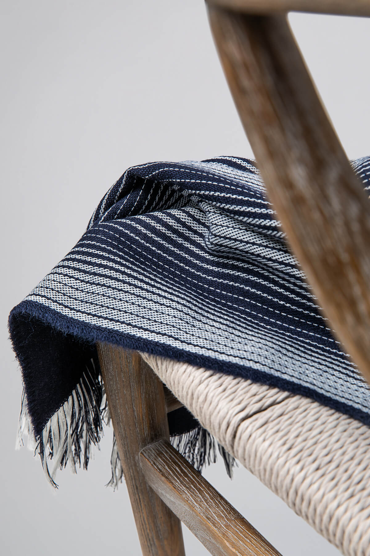 Johnstons of Elgin - Navy Ombré Stripe Merino Throw