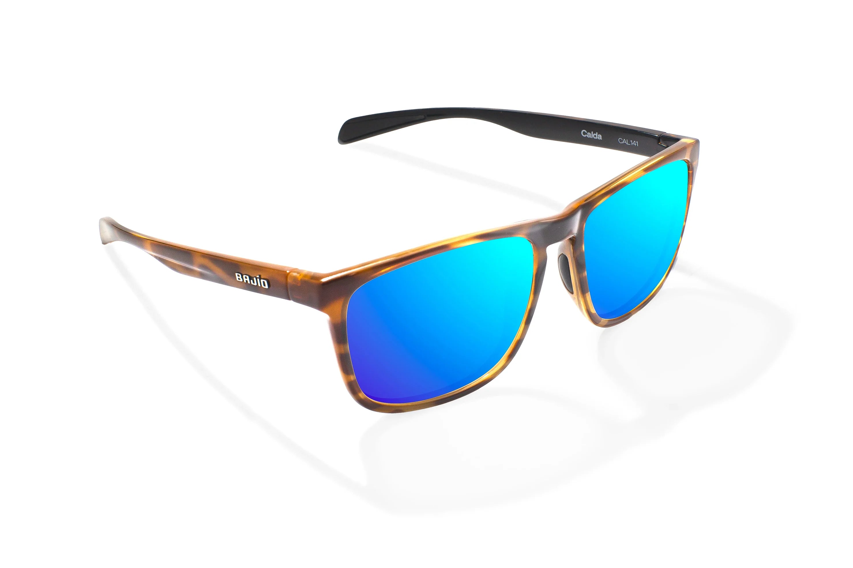 Bajio - Calda - Brown Tortoise Gloss & Blue Mirror Glass Lens