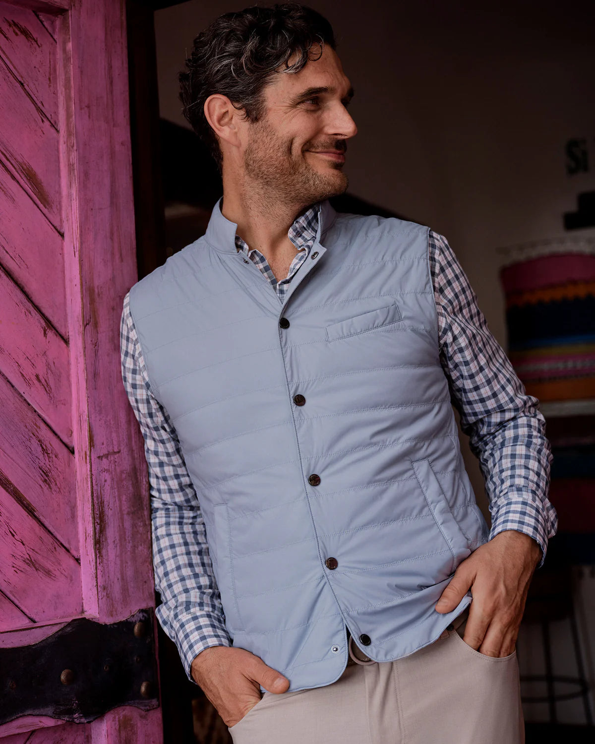 Johnnie O - Bauer Top Shelf Quilted Vest - Steel Blue