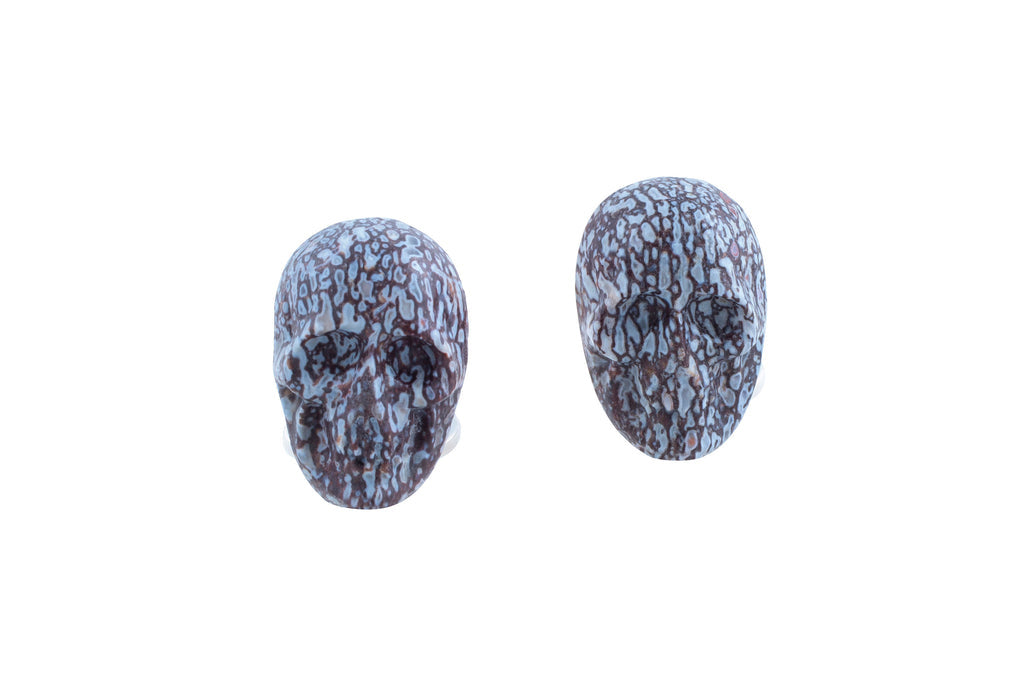 Spivey - White Fossil Dinosaur Bone Mummy Skull Sterling Cufflinks